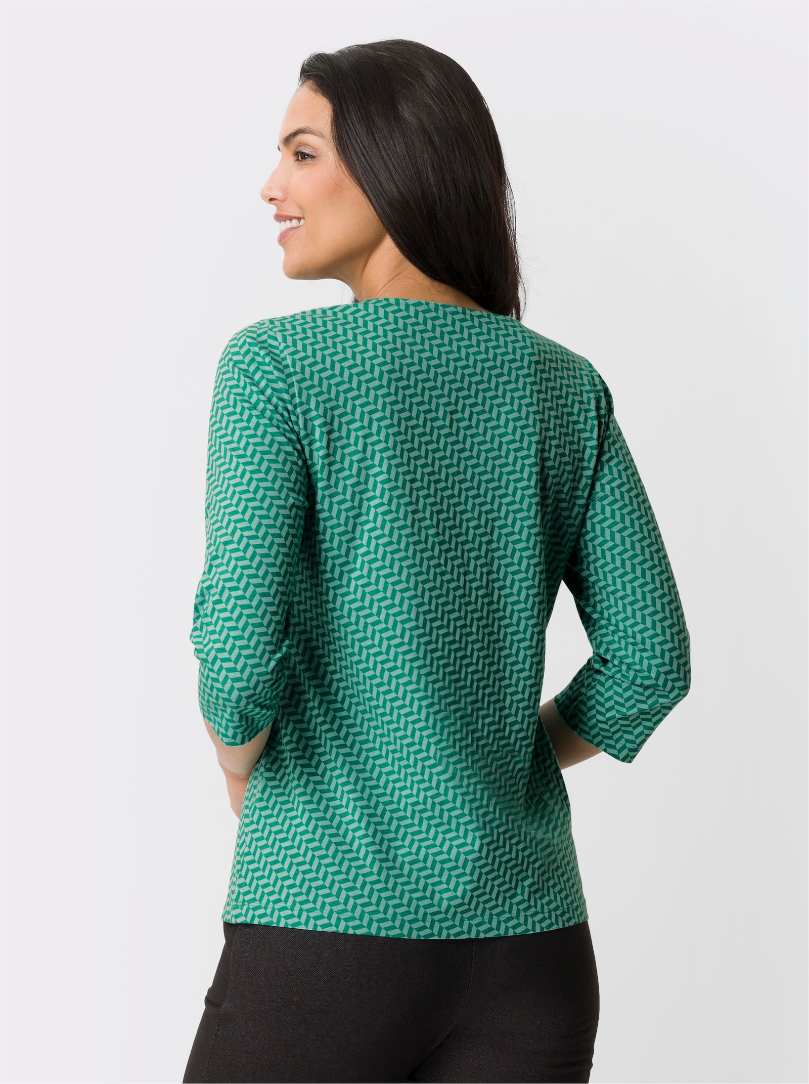 3/4-Arm-Shirt mit Minimal-Druck - smaragd-salbei