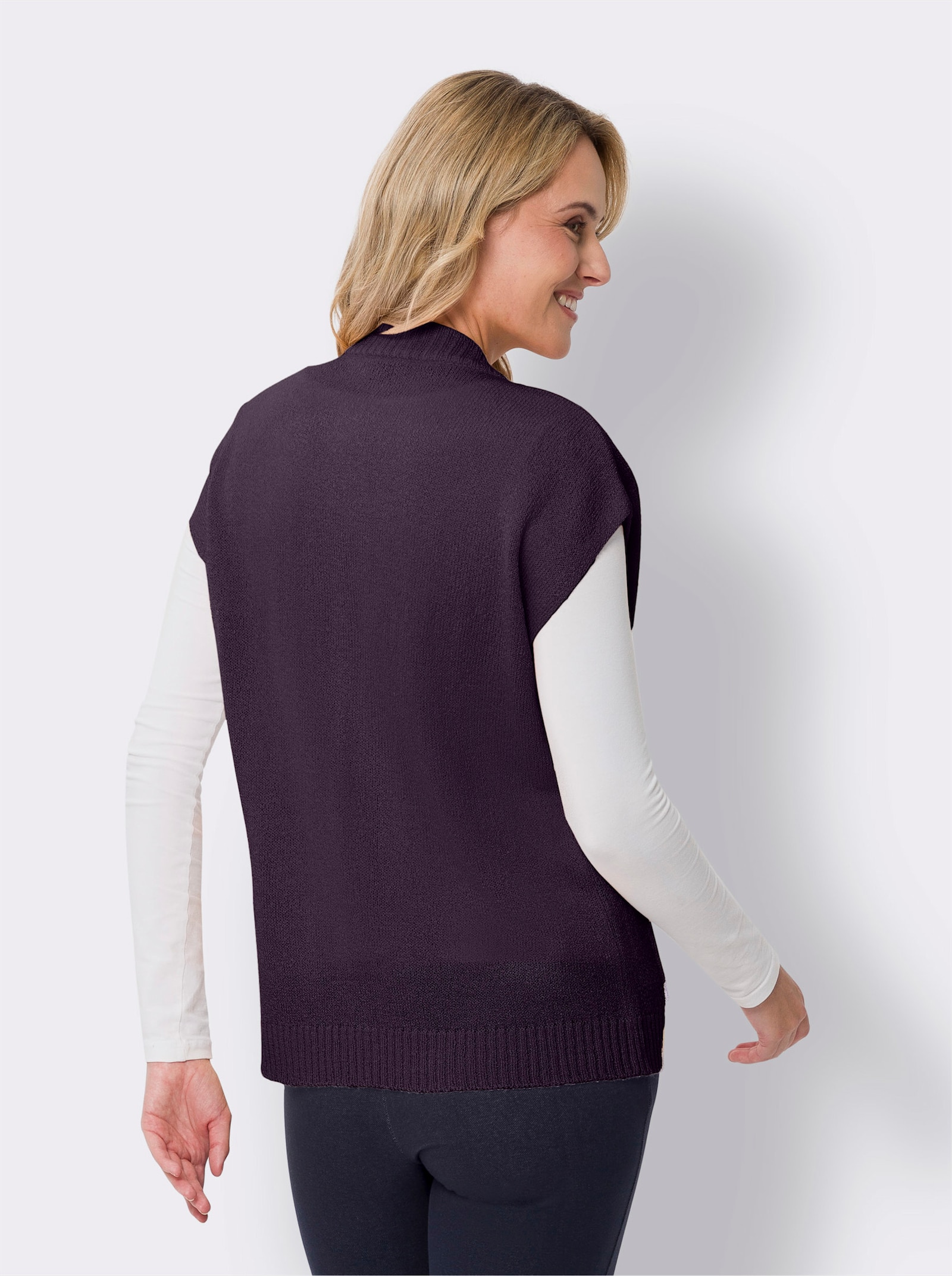 Pletená vesta z úpletu z buklé - fíková