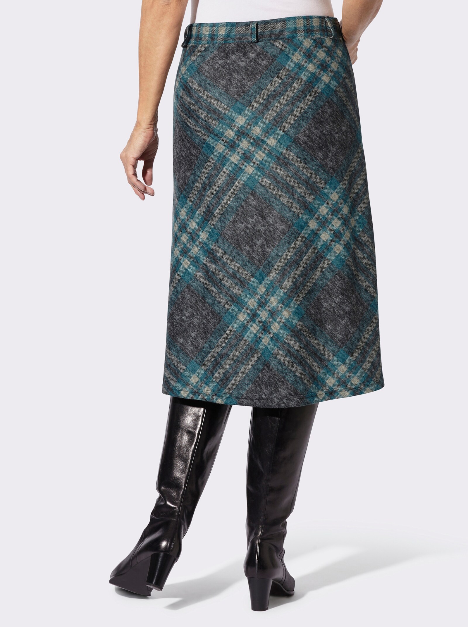 Karorock in Flanell-Optik - aquapetrol-schwarz-kariert