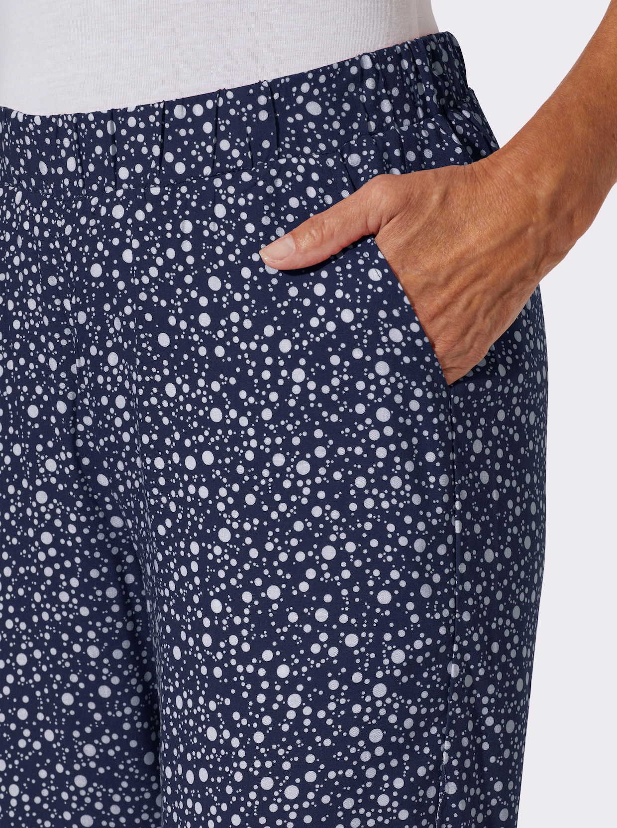 Schlupfhose mit Punktedessin - marine-weiß-bedruckt