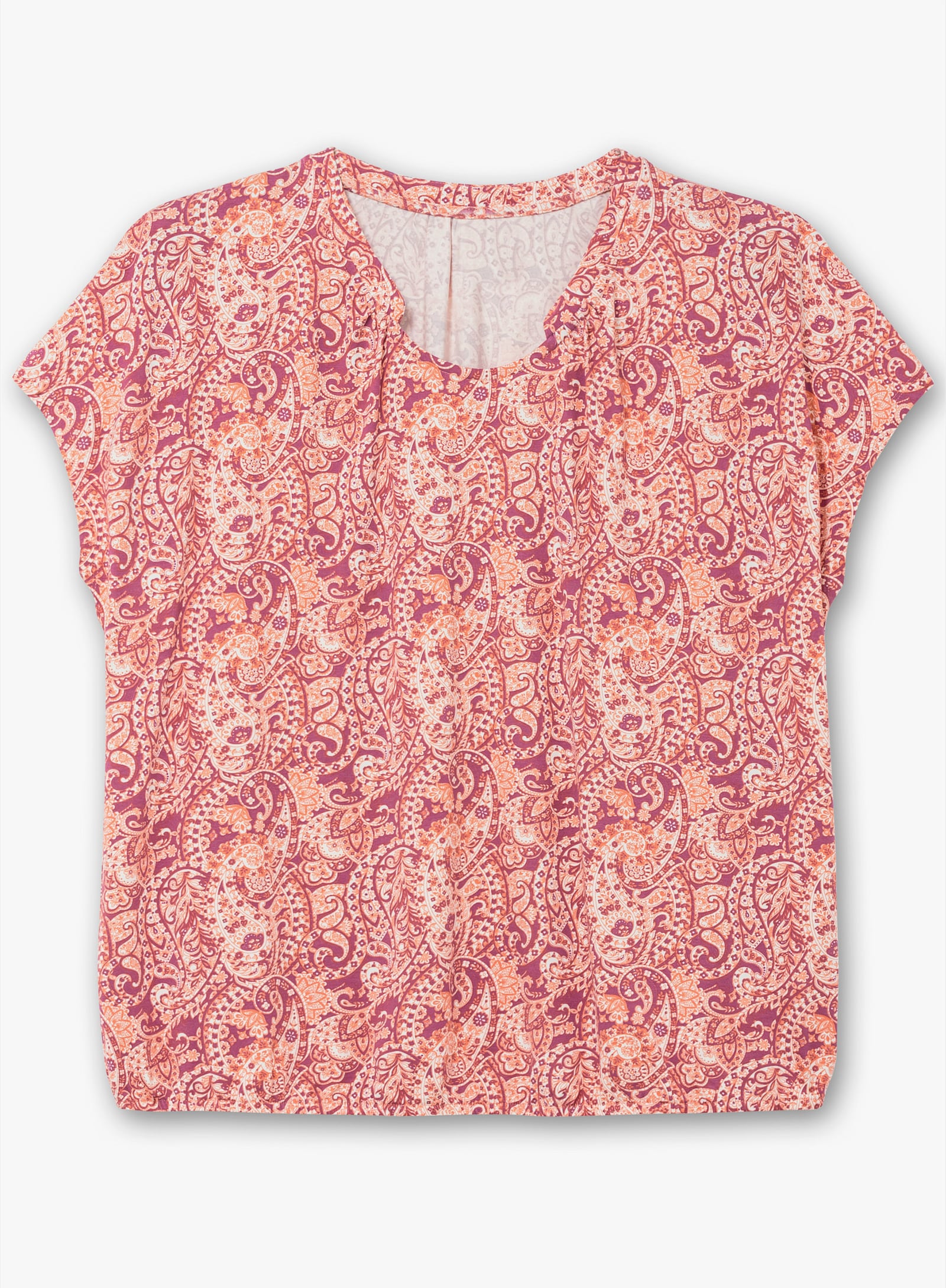 Print-Shirt mit Raffung - erika-papaya-bedruckt