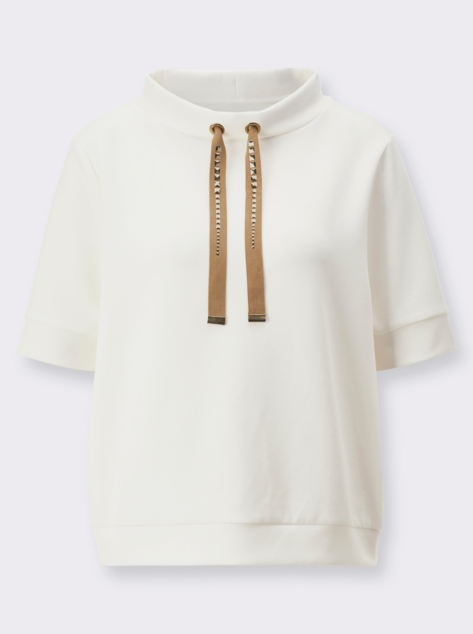 Shirt mit weitenverstellbarem Stehkragen - ecru