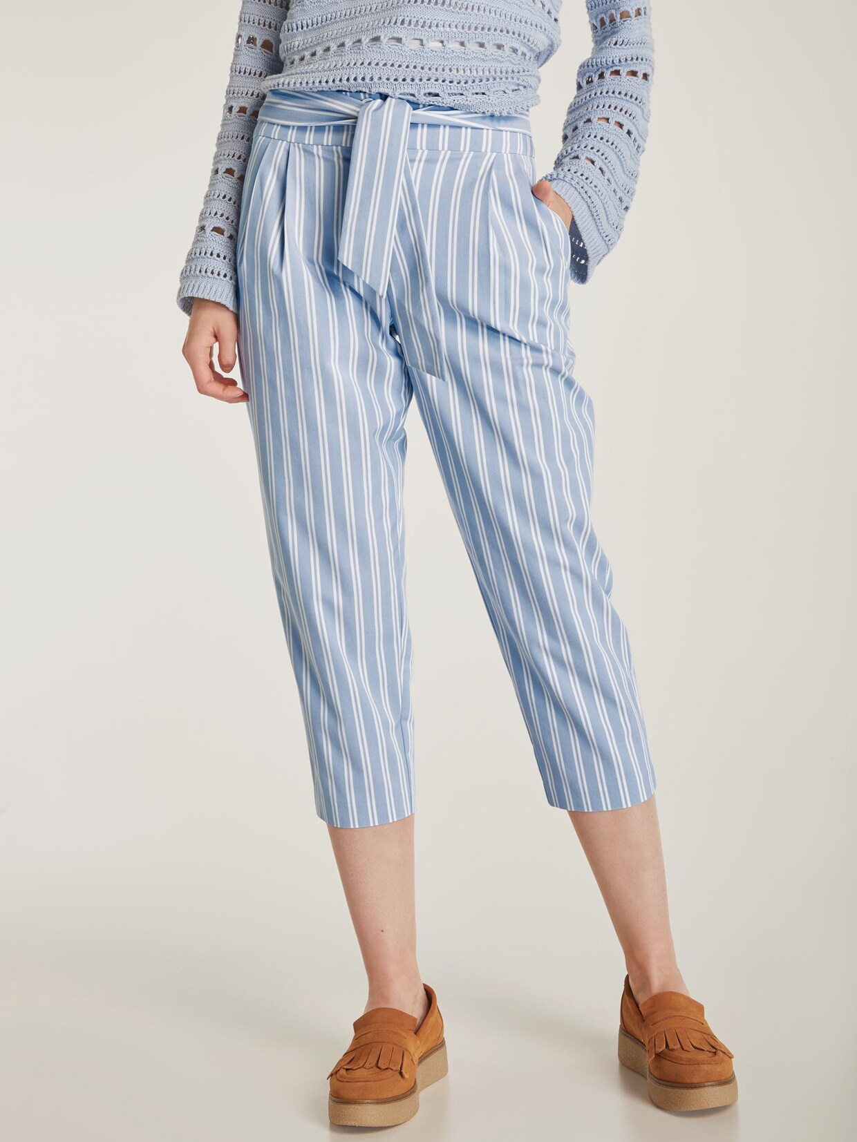 Linea Tesini Hose - hellblau-offwhite