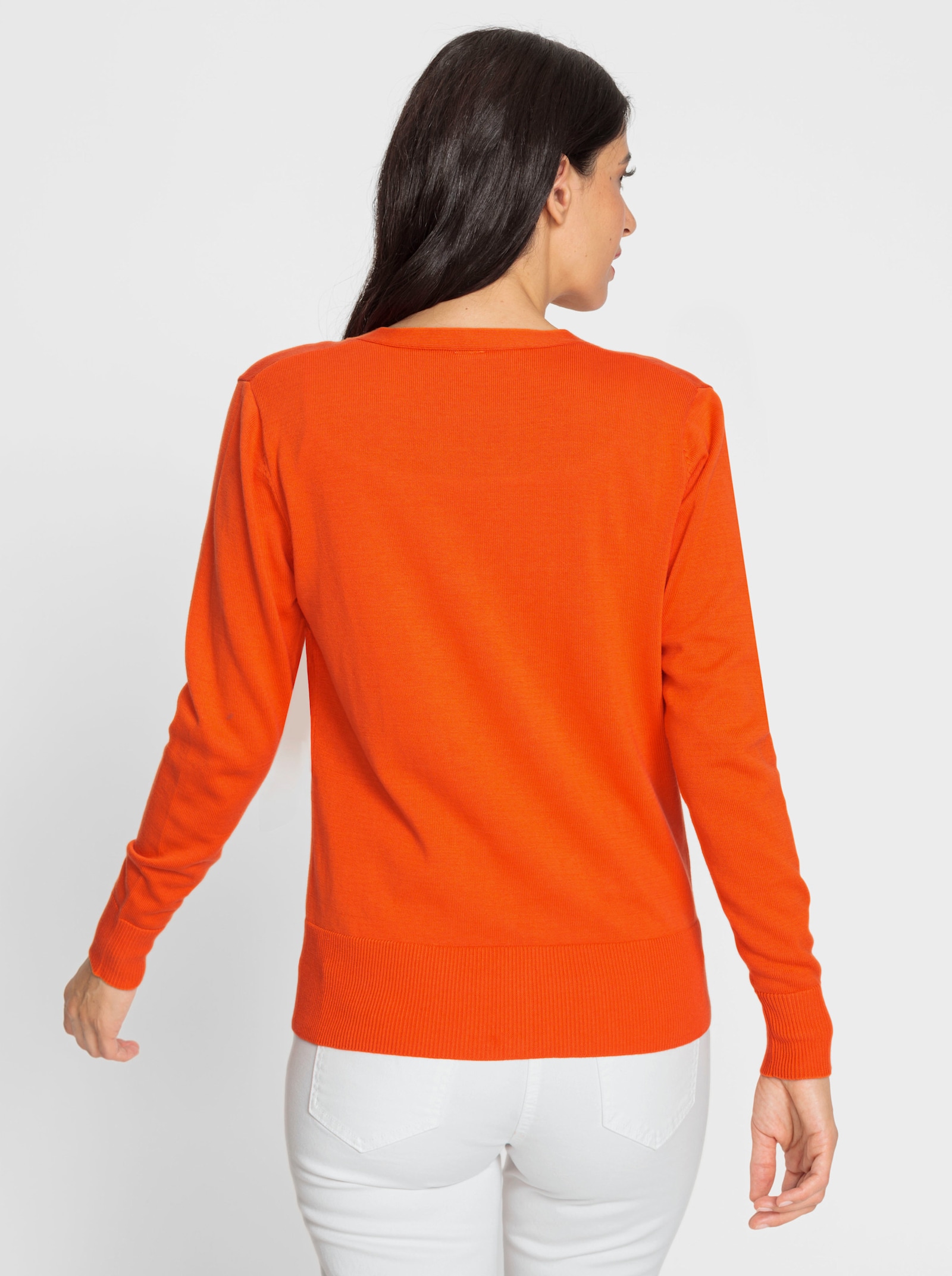 heine Feinstrickjacke mit Bindeband zum Knoten - orange