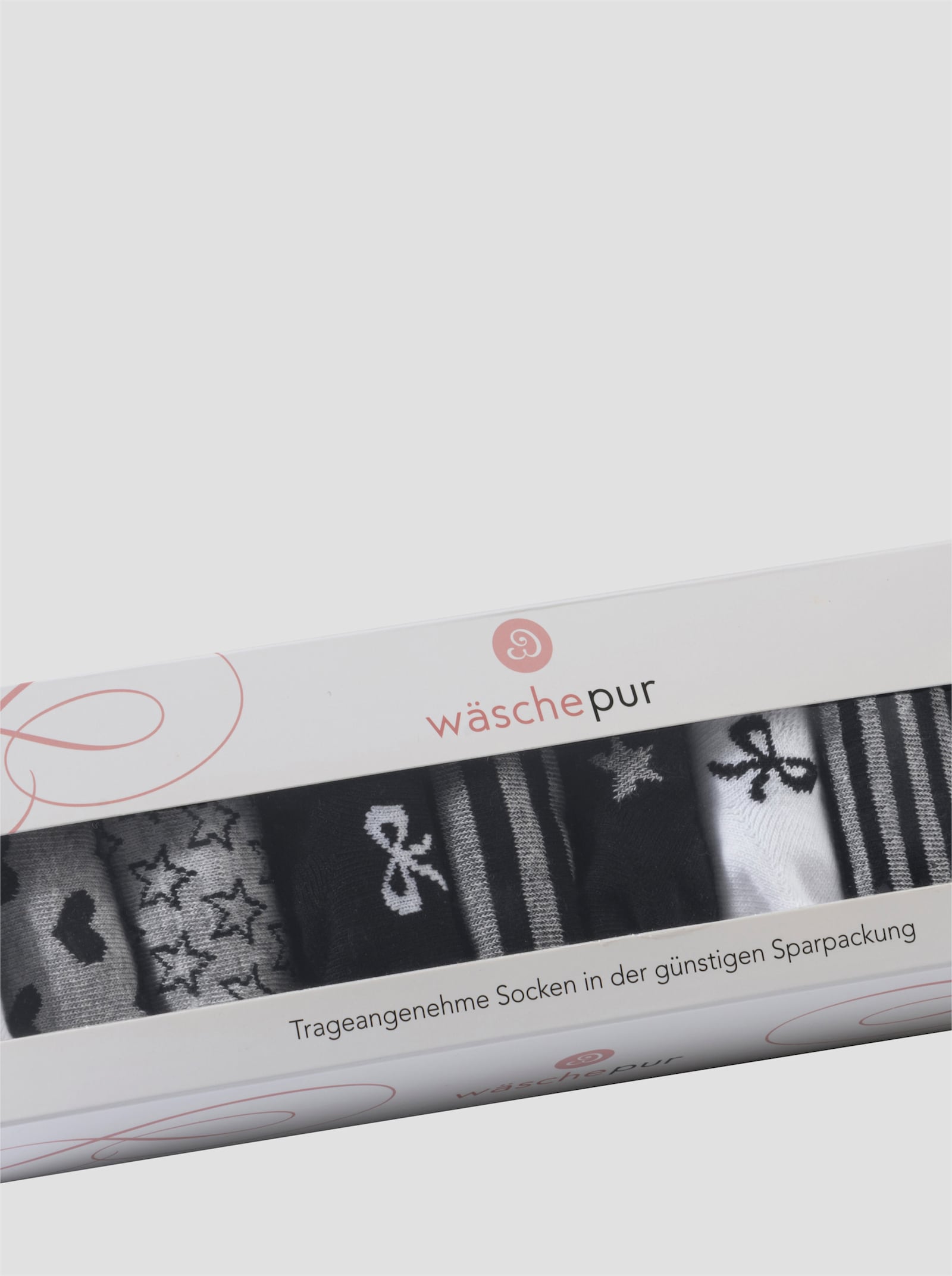 wäschepur Damen-Sneakersocken - schwarz-gemustert + grau-gemustert