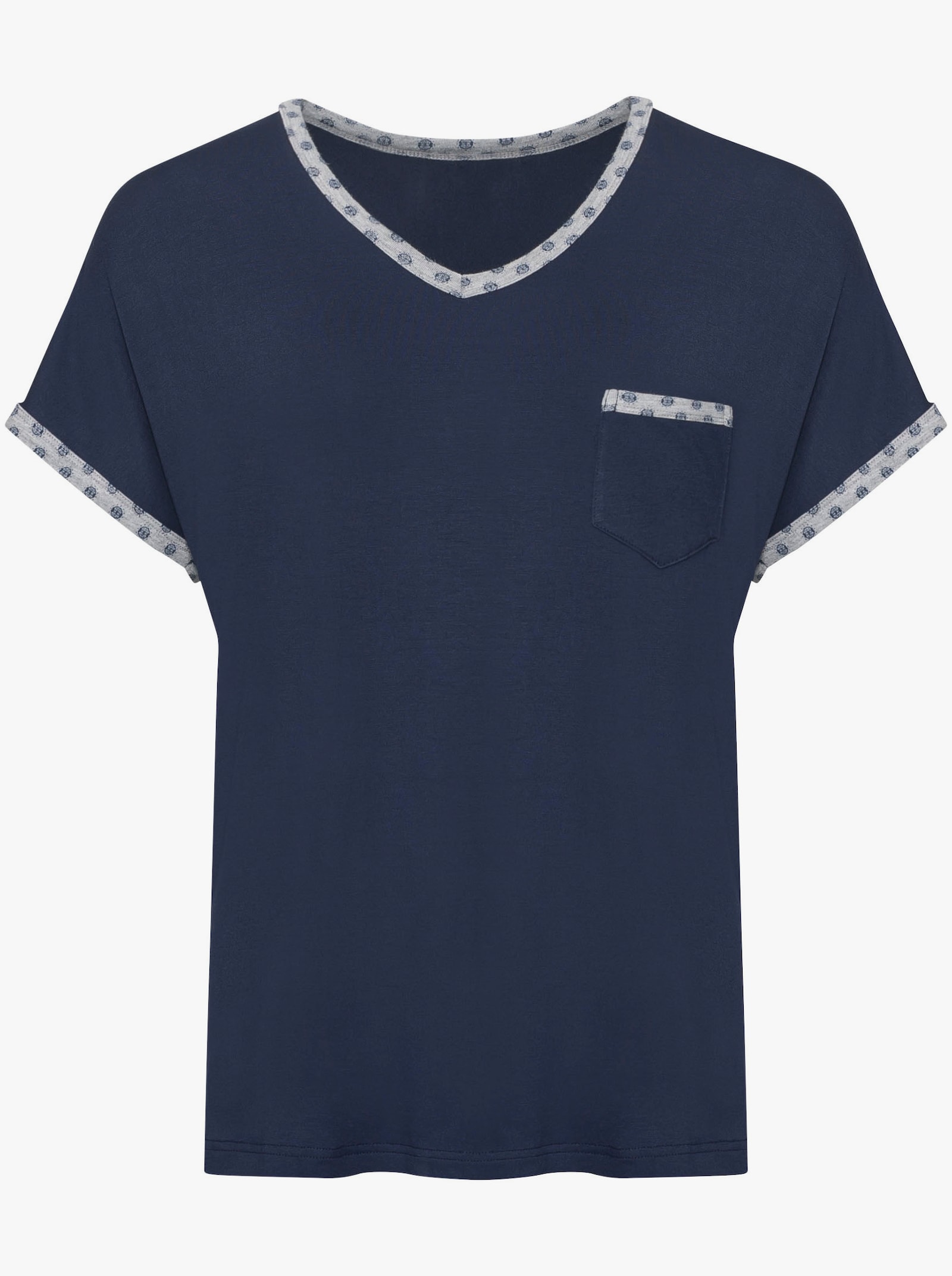 wäschepur Shorty mit V-Ausschnitt - marine-grau-meliert