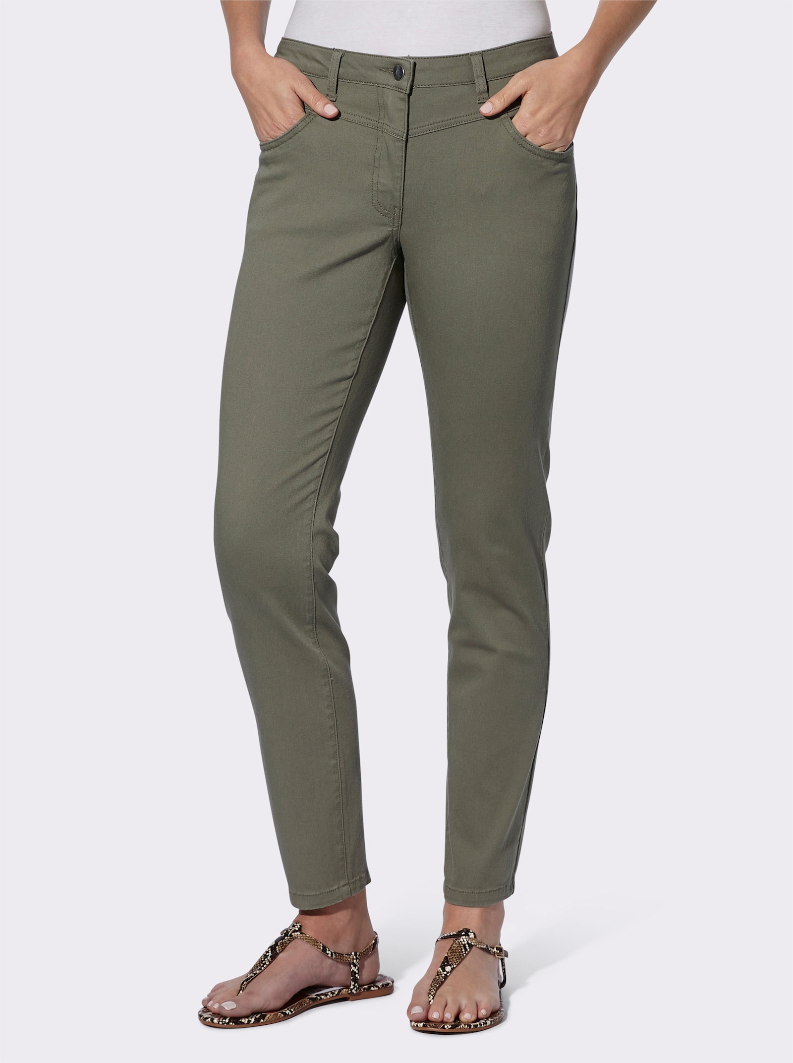 Stretch-Hose mit Passformsattel vorne und hinten - khaki