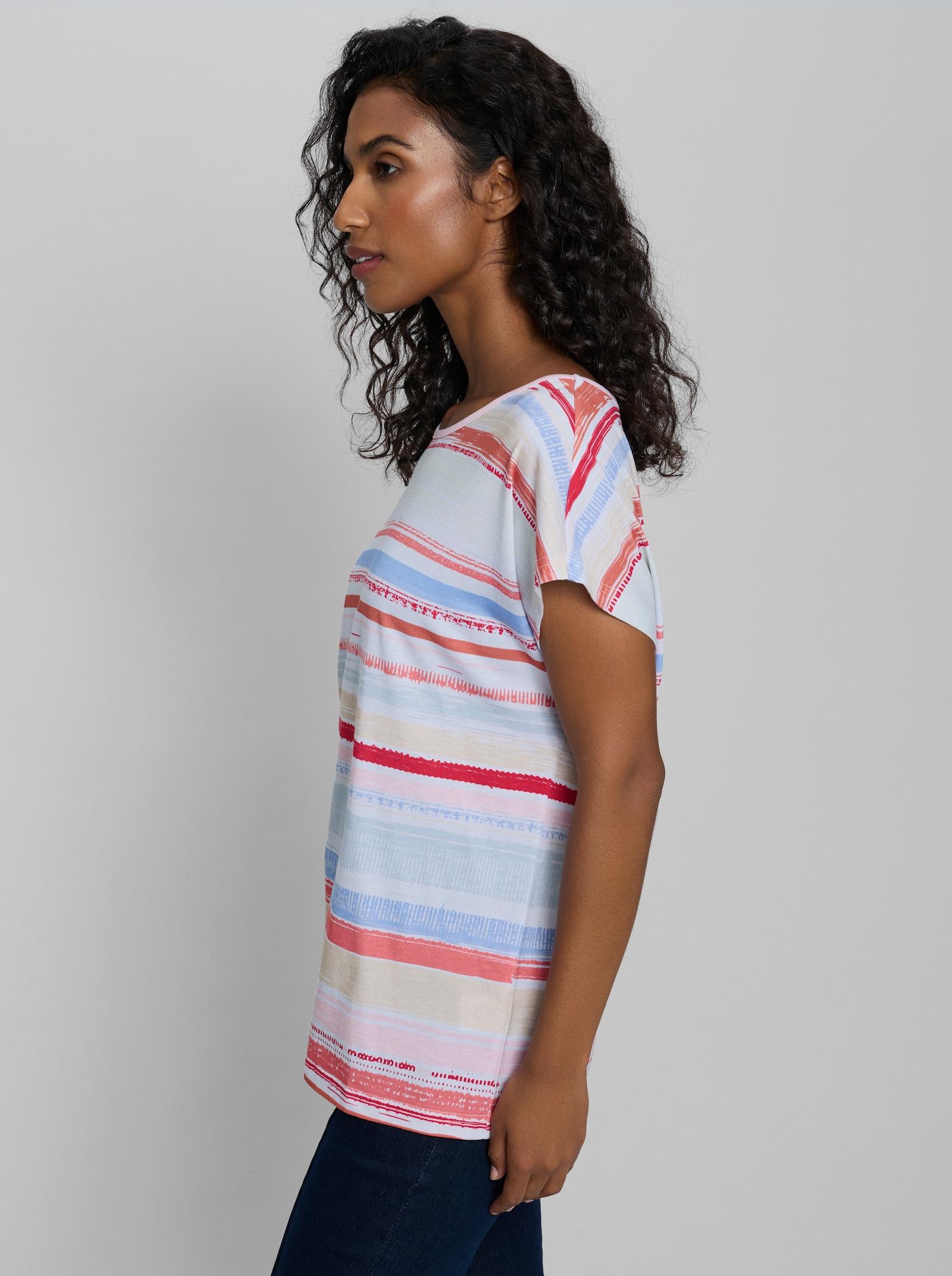 heine Kurzarmshirt mit Ringelstreifen - ecru-hellrosé-geringelt