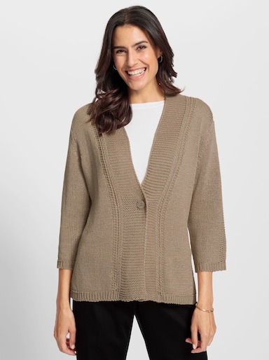Strickjacke in pflegeleichtem Bändchengarn - beige
