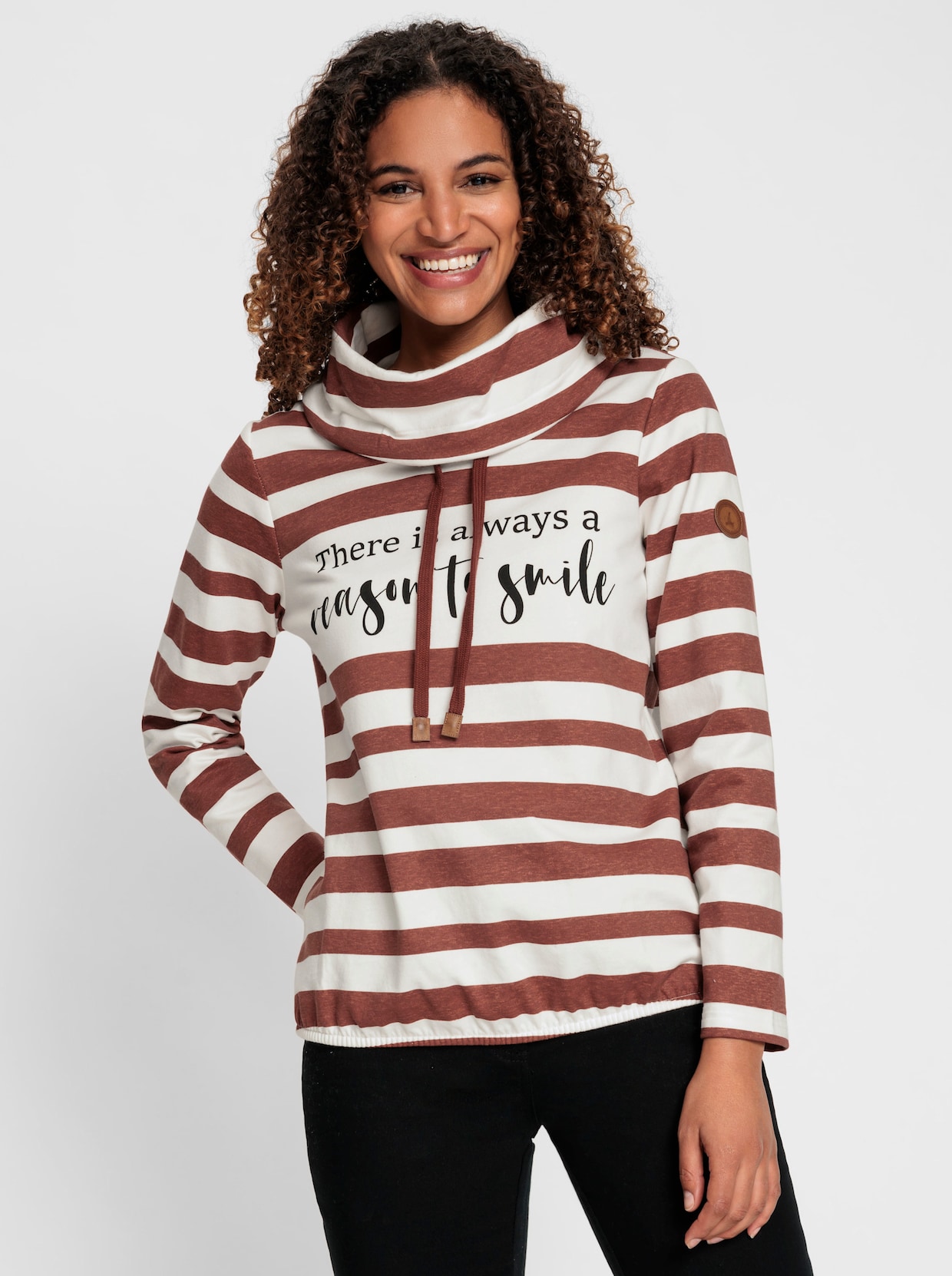 Sweatshirt - rotbraun-ecru-geringelt