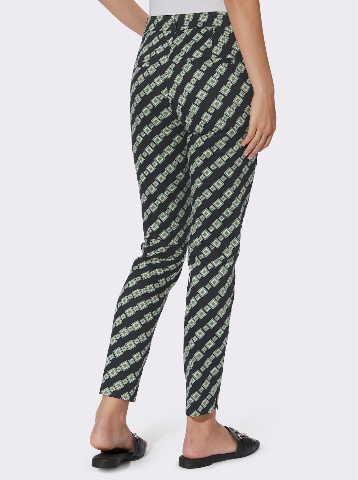 heine Broek met print - zwart/champagne gedessineerd