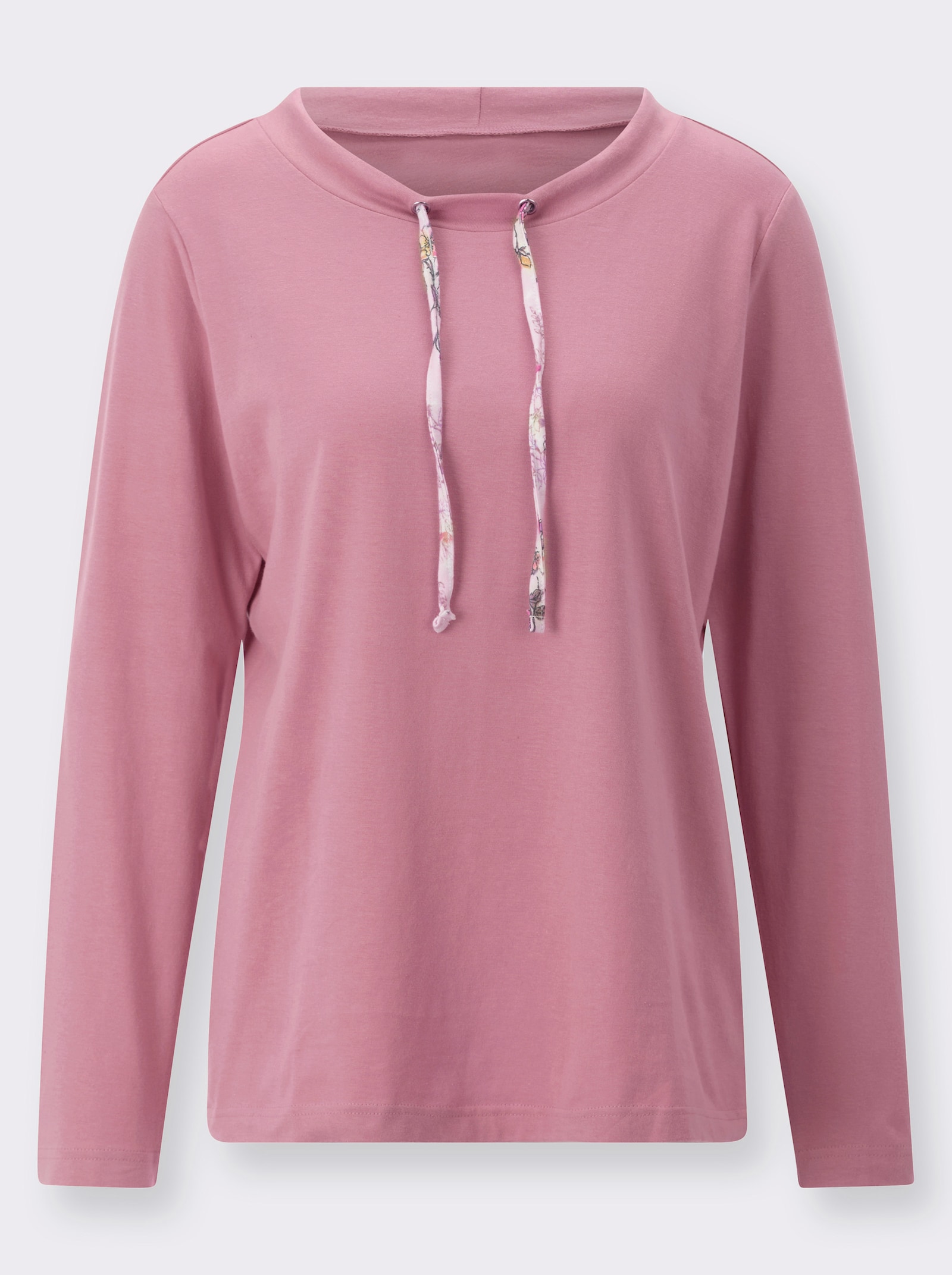 Shirt met lange mouwen en bindstrikje bij de hals - oudroze