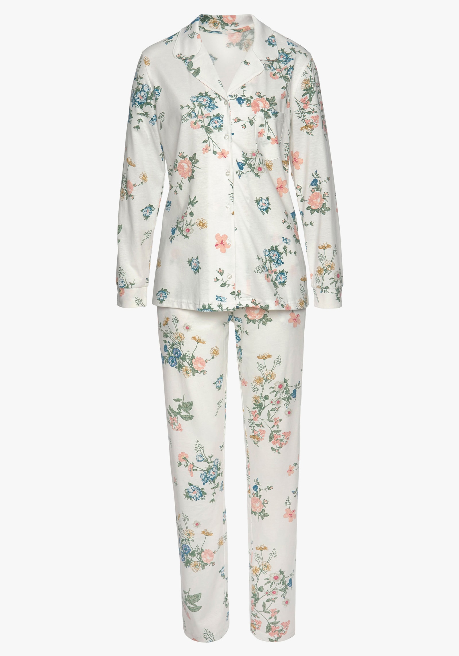 Vivance Dreams Pyjama - ecru-allover-geblümt