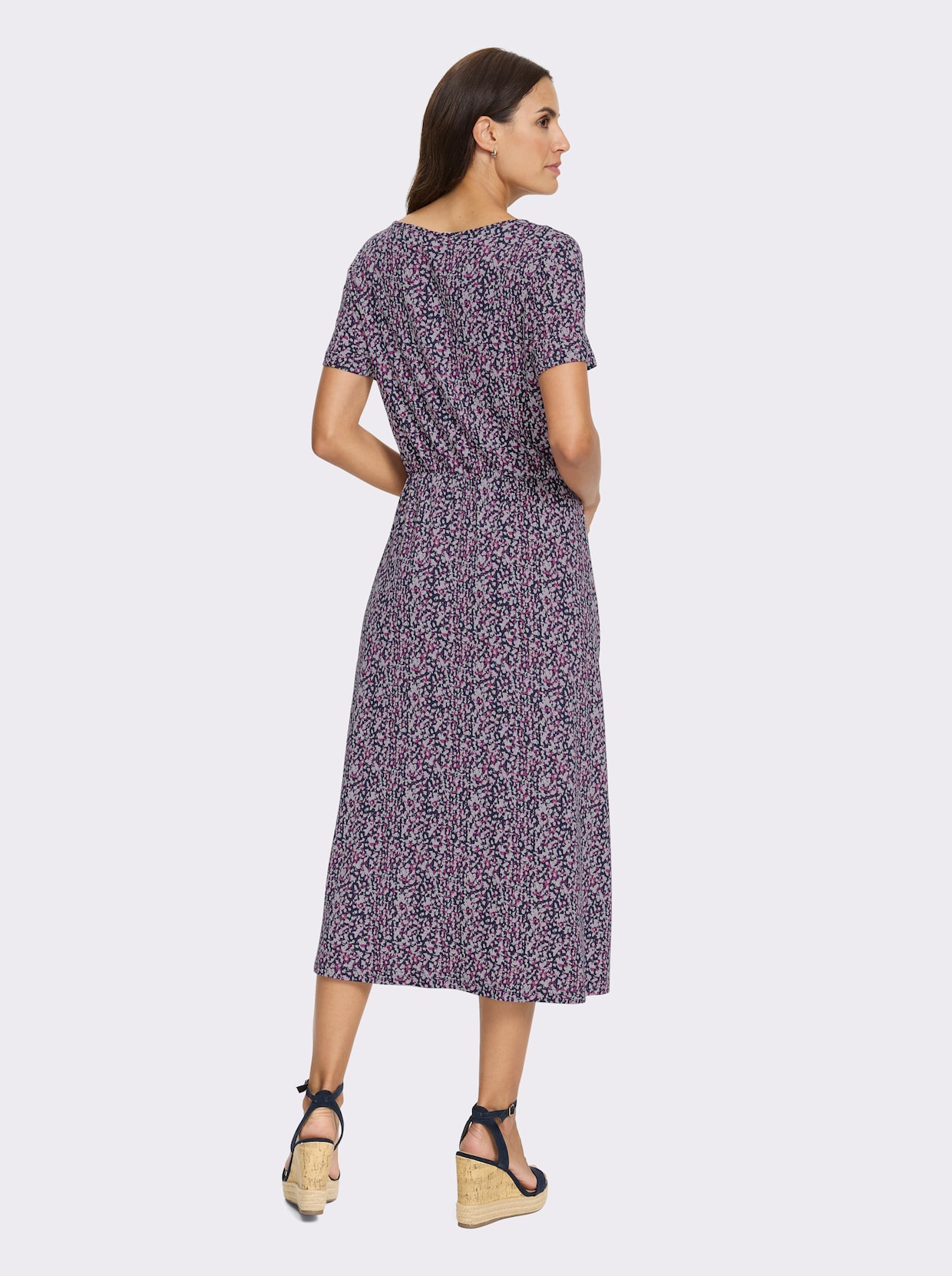 Jerseykleid - marine-orchidee-bedruckt