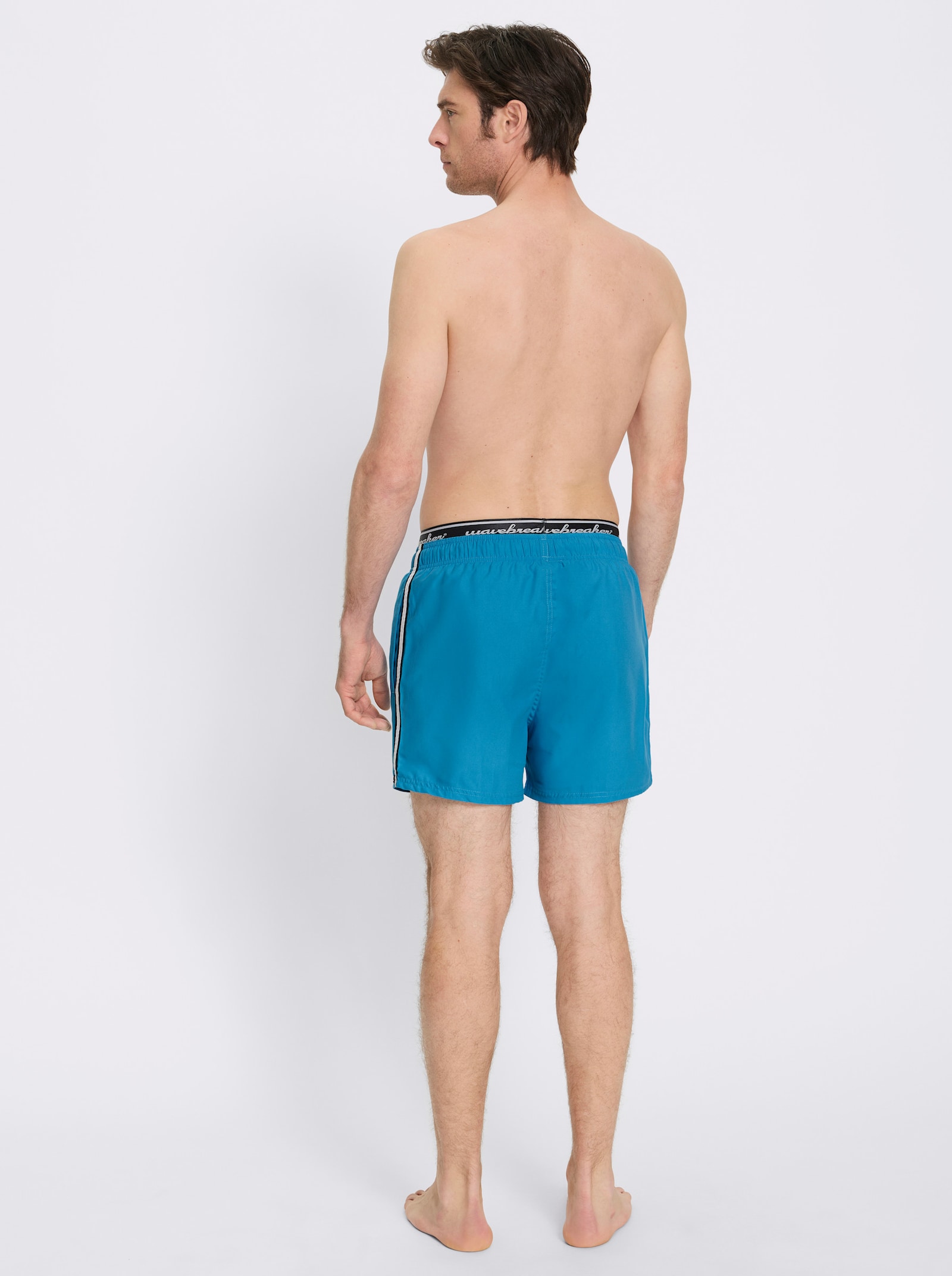 Badehose mit seitlichen Kontraststreifen - mittelblau