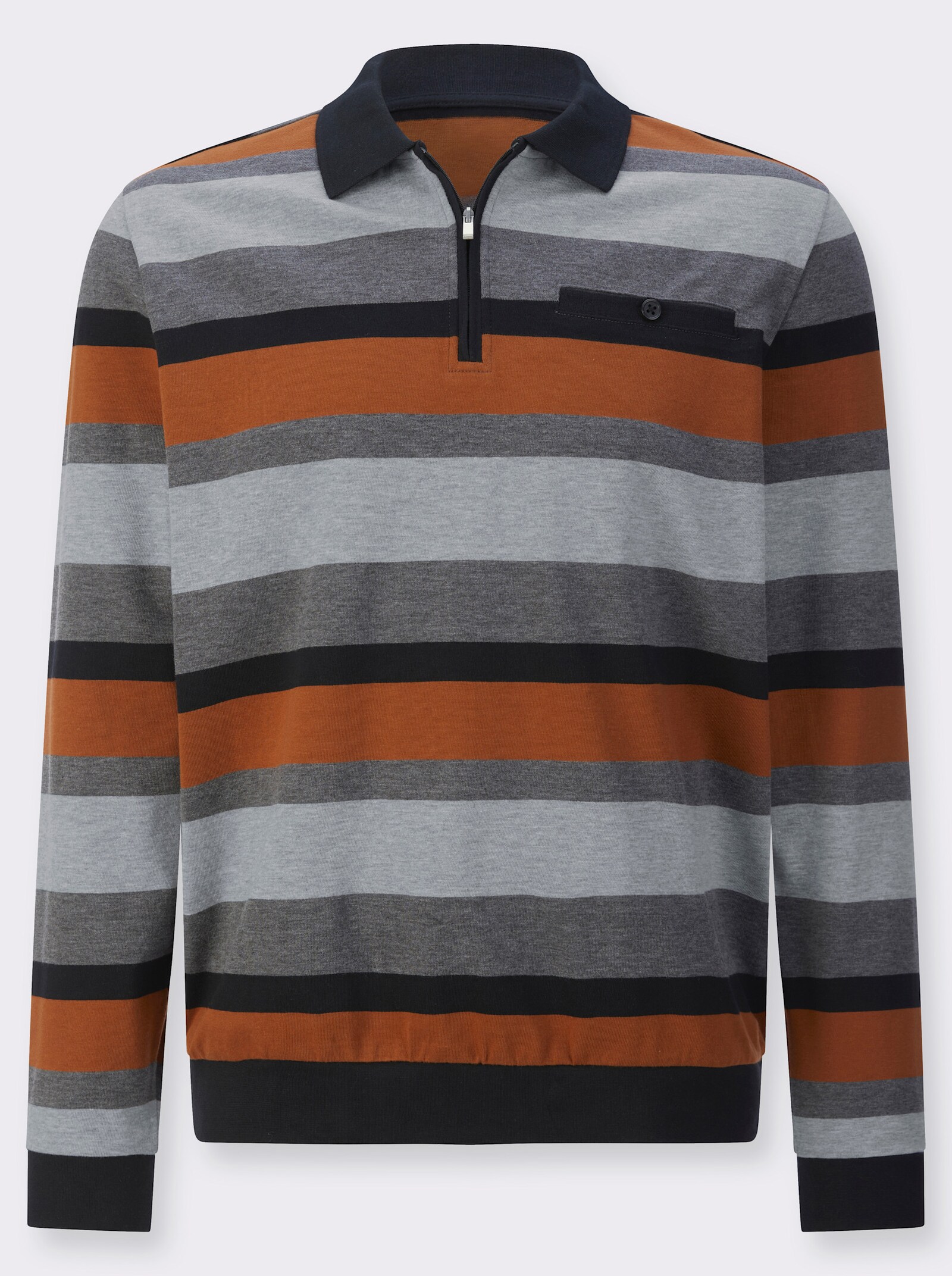 Sweatshirt in streepjesdessin - zwart/cognac gestreept