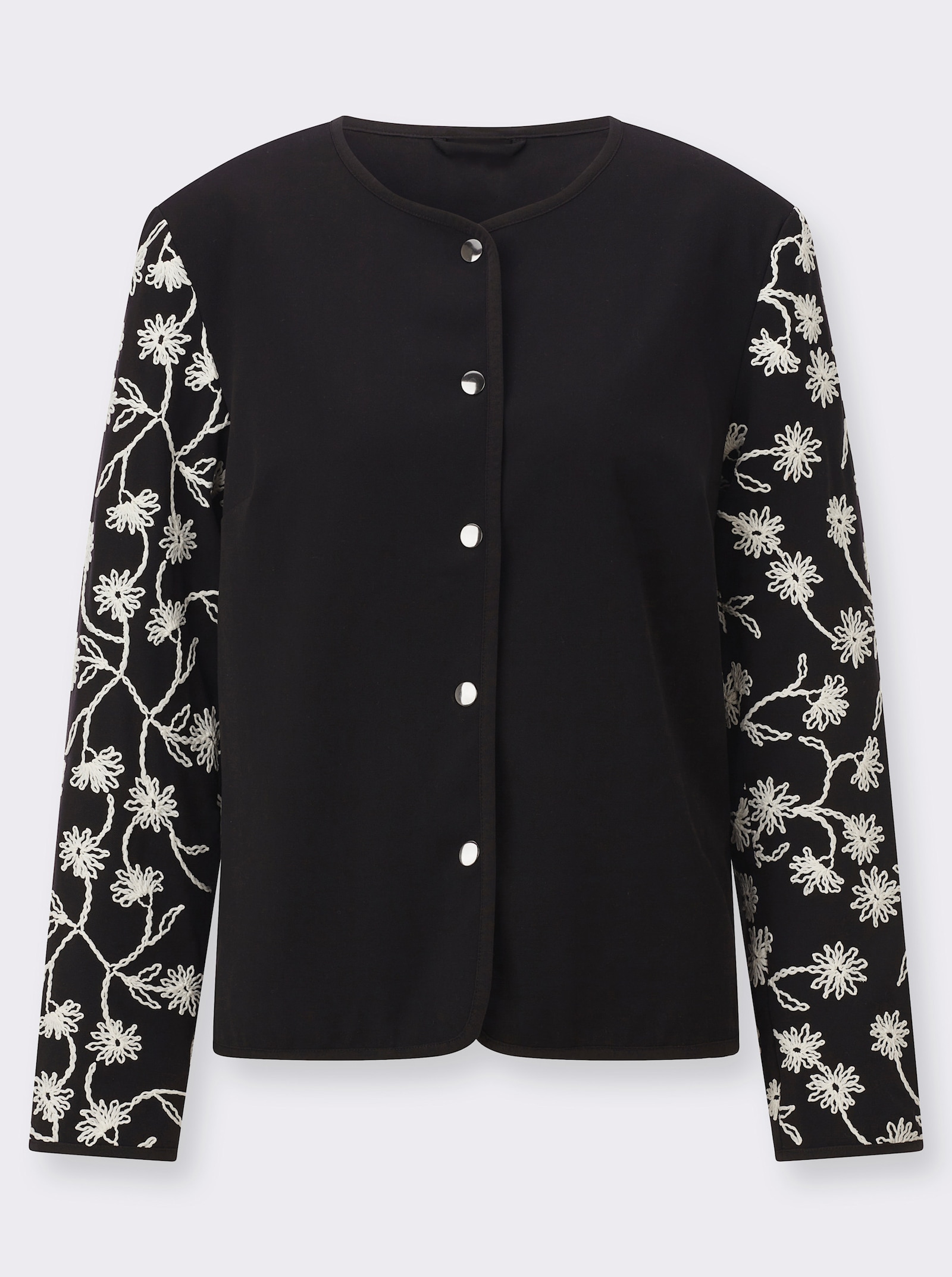 Blazer mit Blumenstickerei - schwarz-champagner