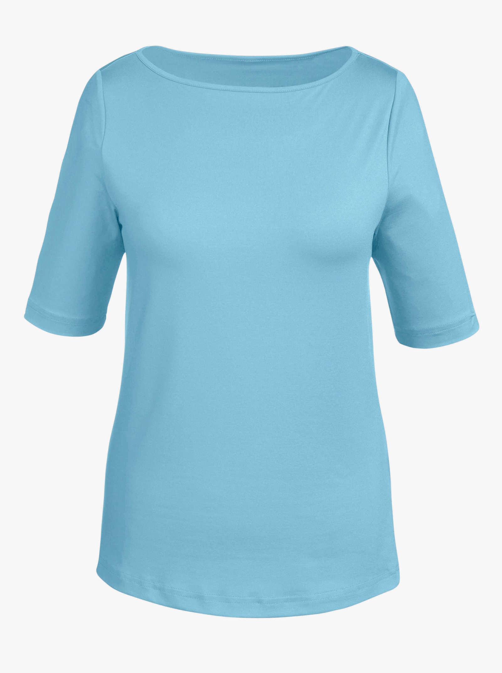 T-shirt met boothals - turquoise