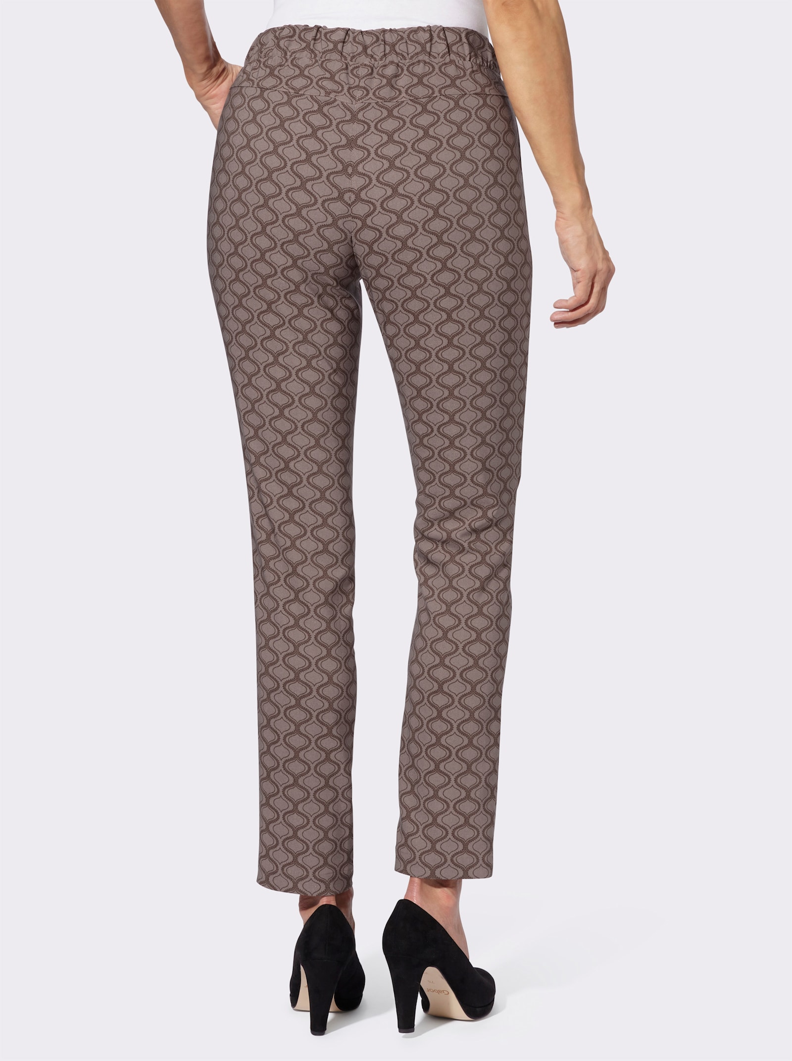 Bengalinhose im Grafik-Dessin - dunkeltaupe-schoko-bedruckt