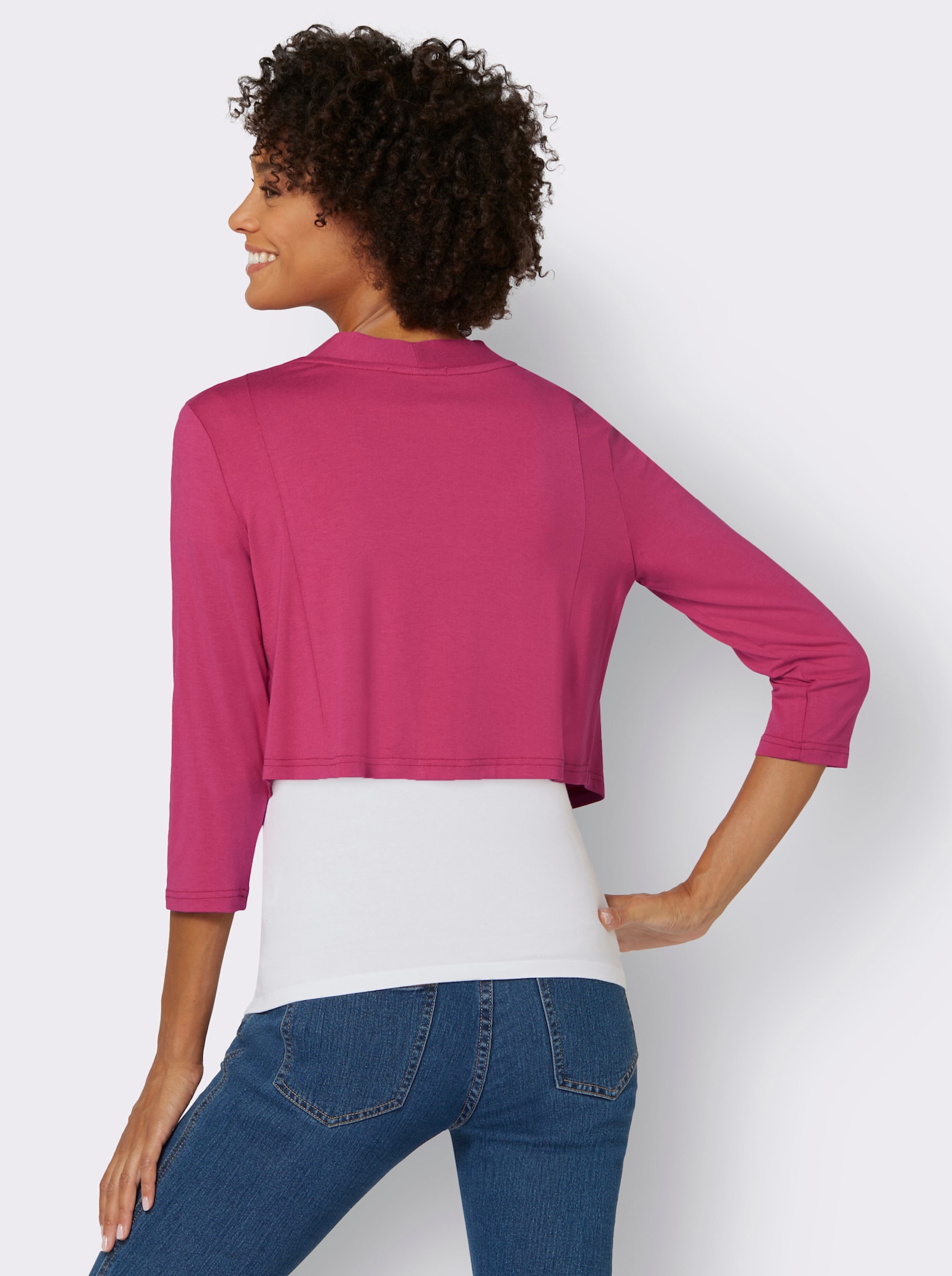 Shirtjacke in Bolero-Form - fuchsia