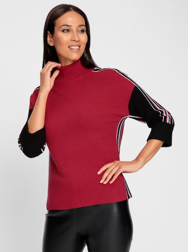 heine 3/4 Arm-Pullover - erdbeere-schwarz-gemustert