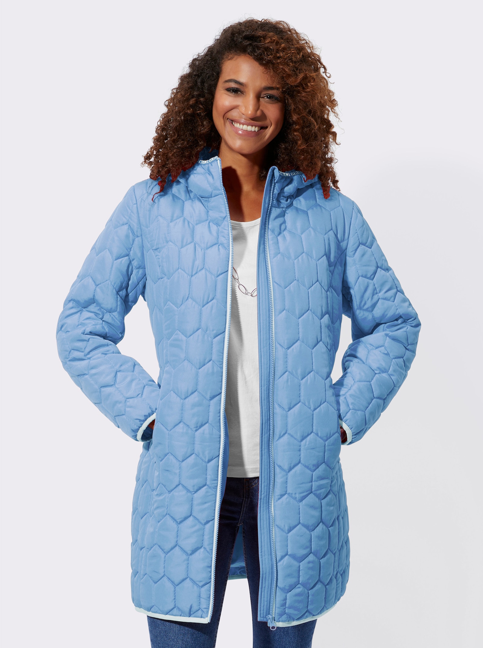 Steppmantel im Stepp-Dessin - himmelblau