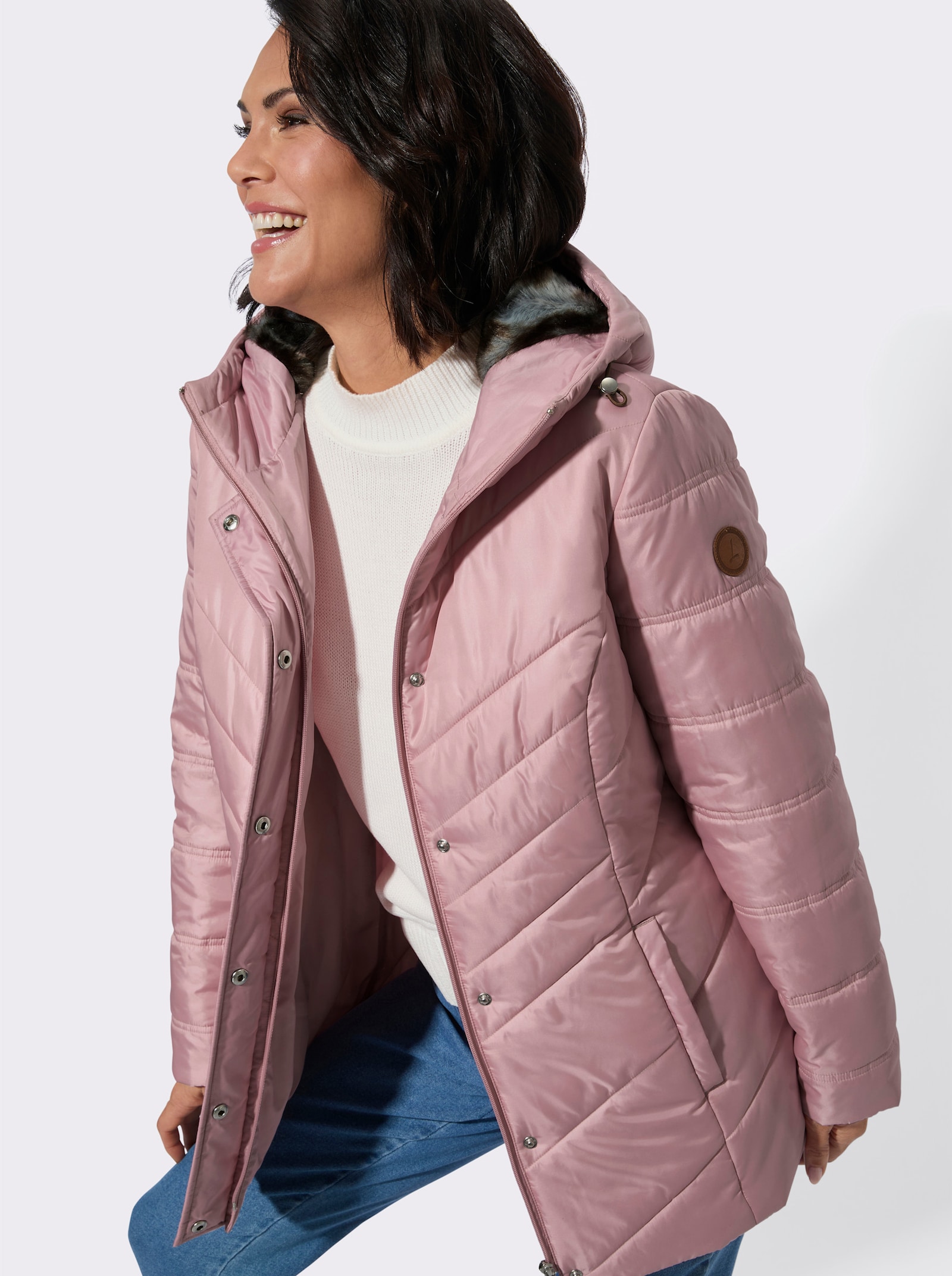 Steppjacke mit Zippertaschen - hortensie