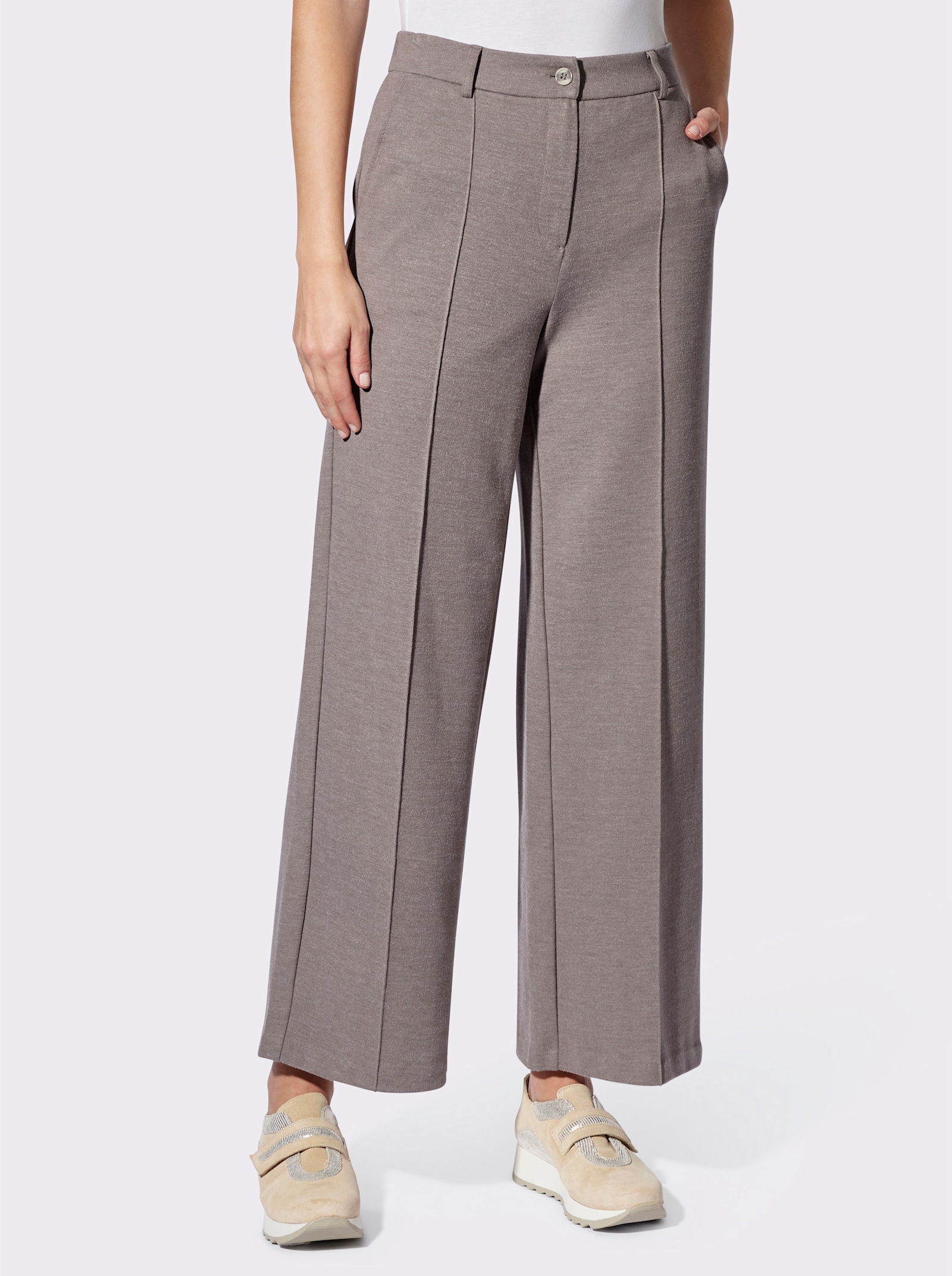 heine Jerseyhose mit rückwärtigem Dehnbund - beige-taupe-meliert