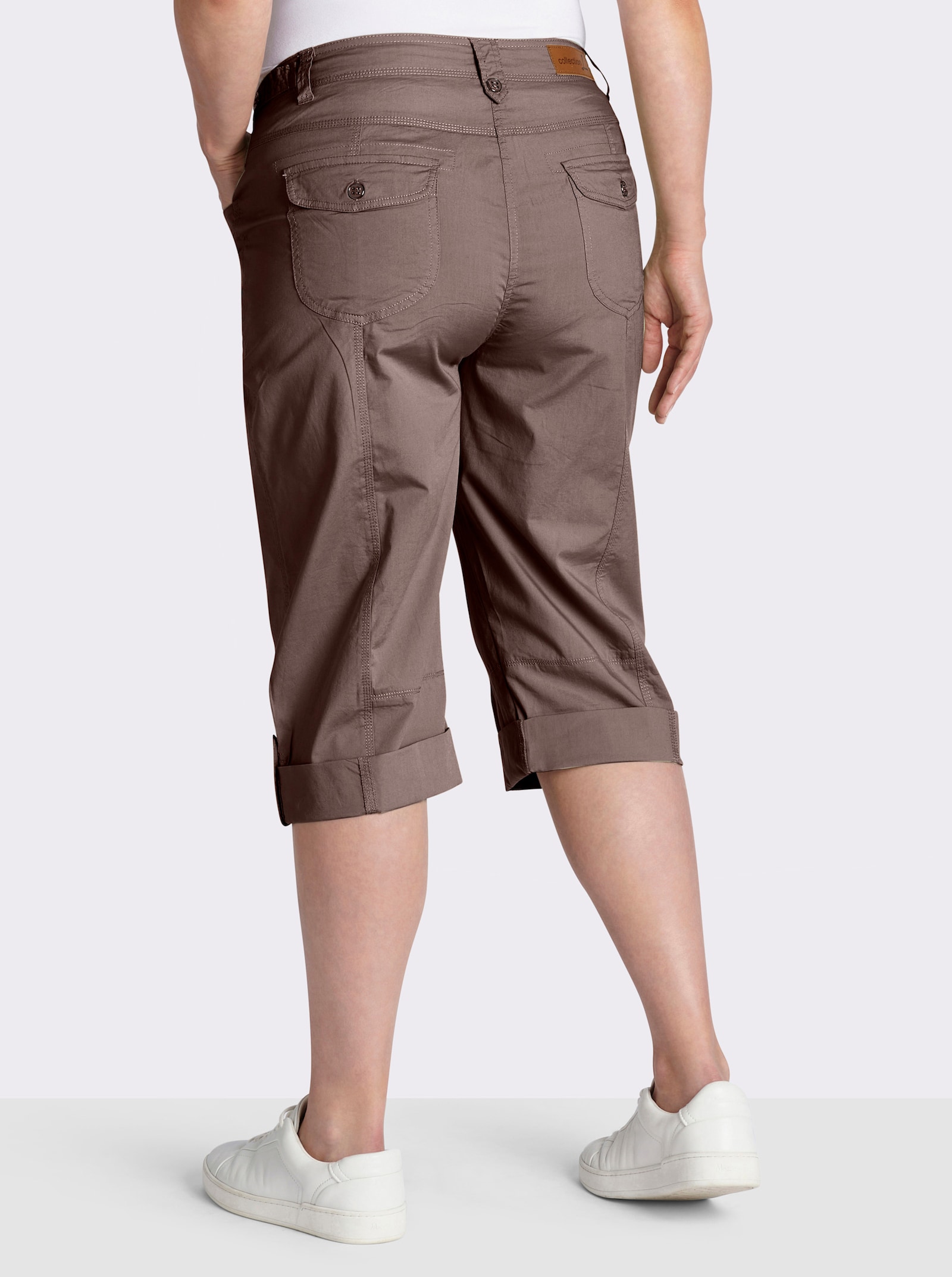 Caprihose mit verstellbarem Bund - dunkeltaupe