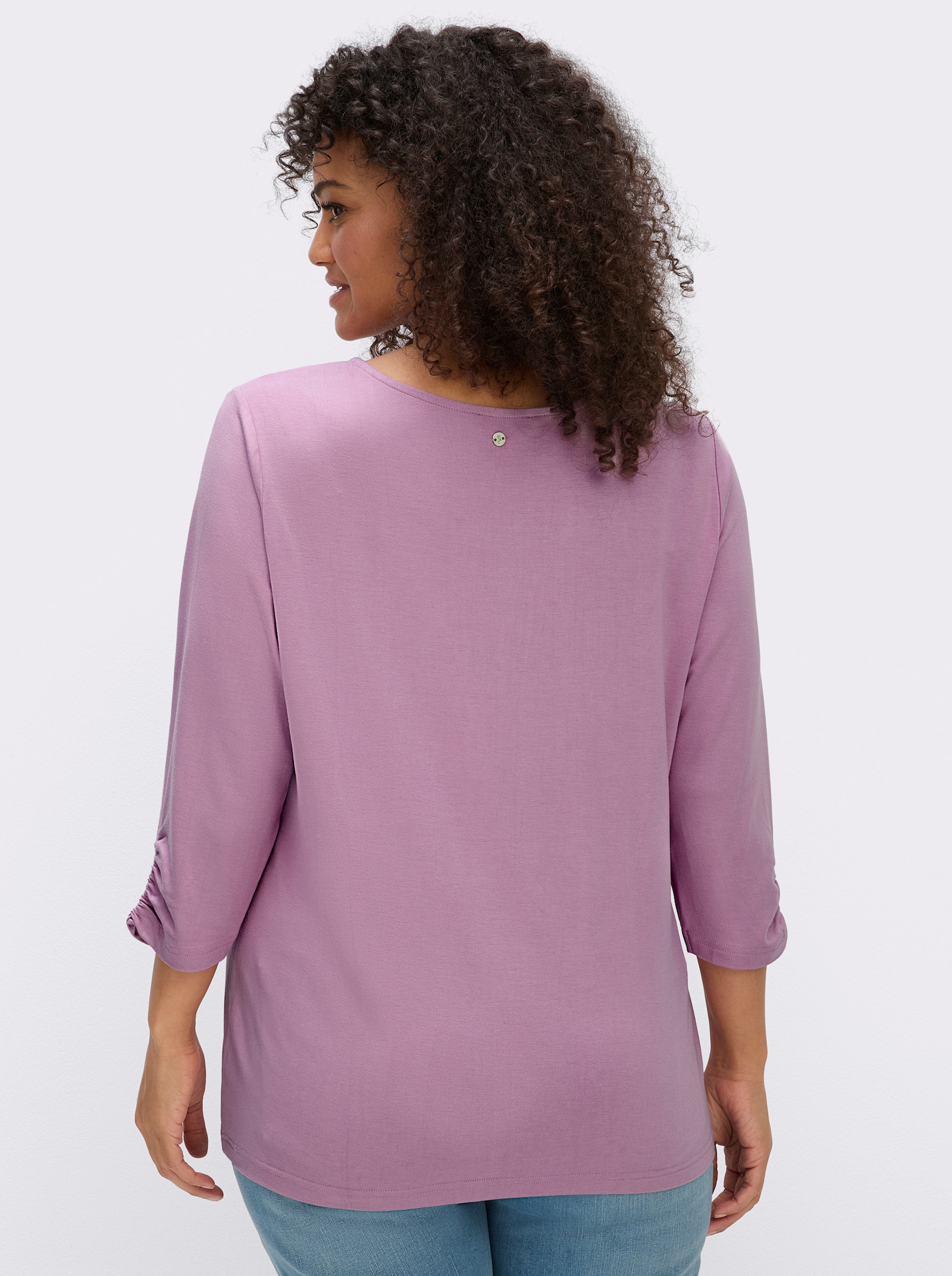 sheego 3/4-Arm-Shirt mit dekorativen Raffungen - orchidee