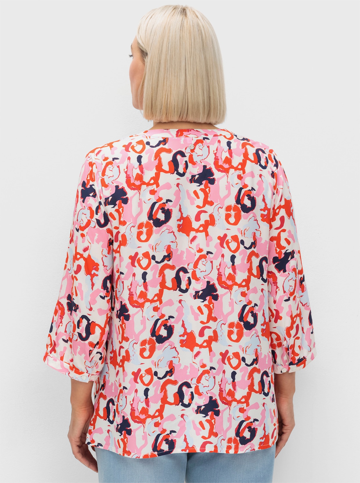 sheego Tunika - tiefblau+pink gemustert