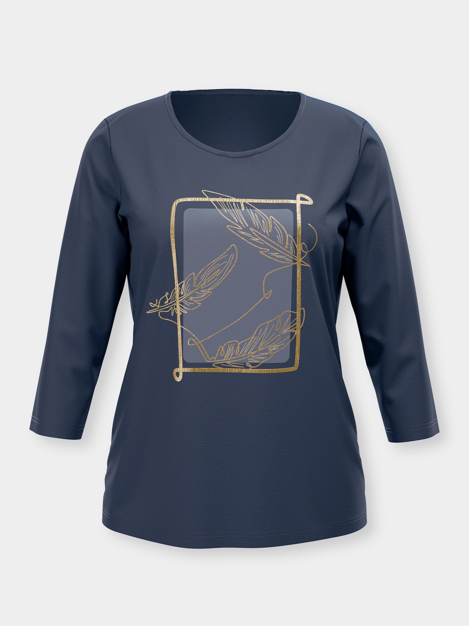 3/4-Arm-Shirt mit Foliendruck - dunkelblau-taubenblau