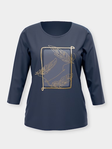 3/4-Arm-Shirt mit Foliendruck - dunkelblau-taubenblau