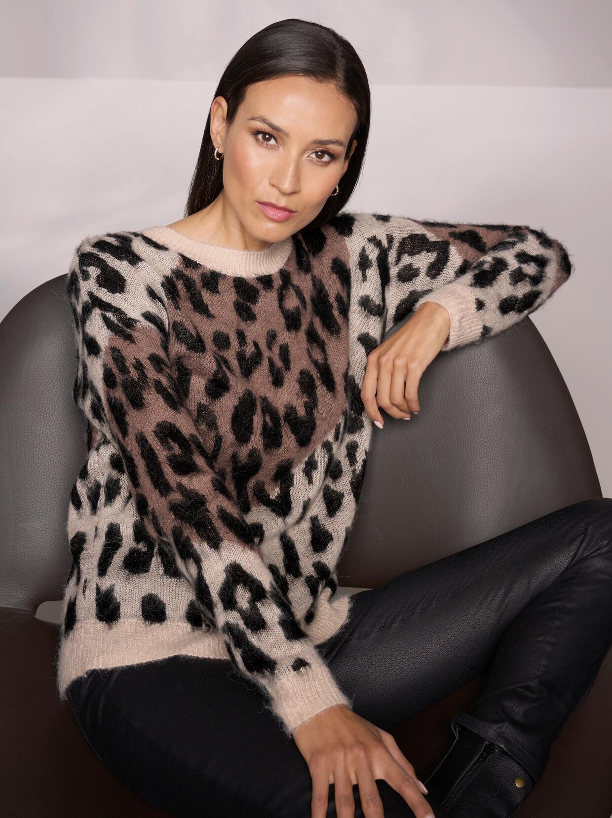 Rick Cardona Pullover - schwarz-taupe-gemustert