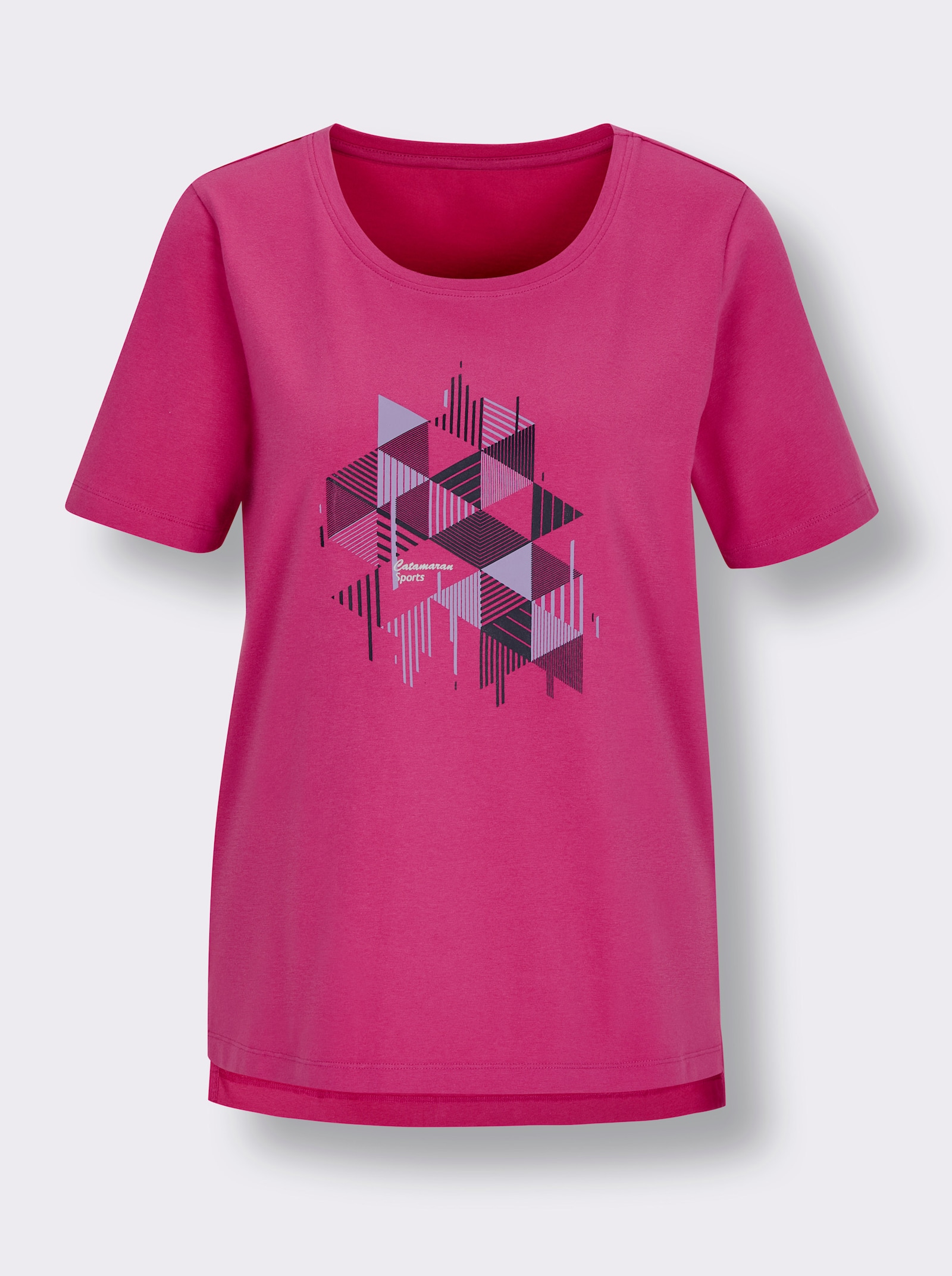 Catamaran Sports Freizeitshirt , hinten modisch länger - fuchsia