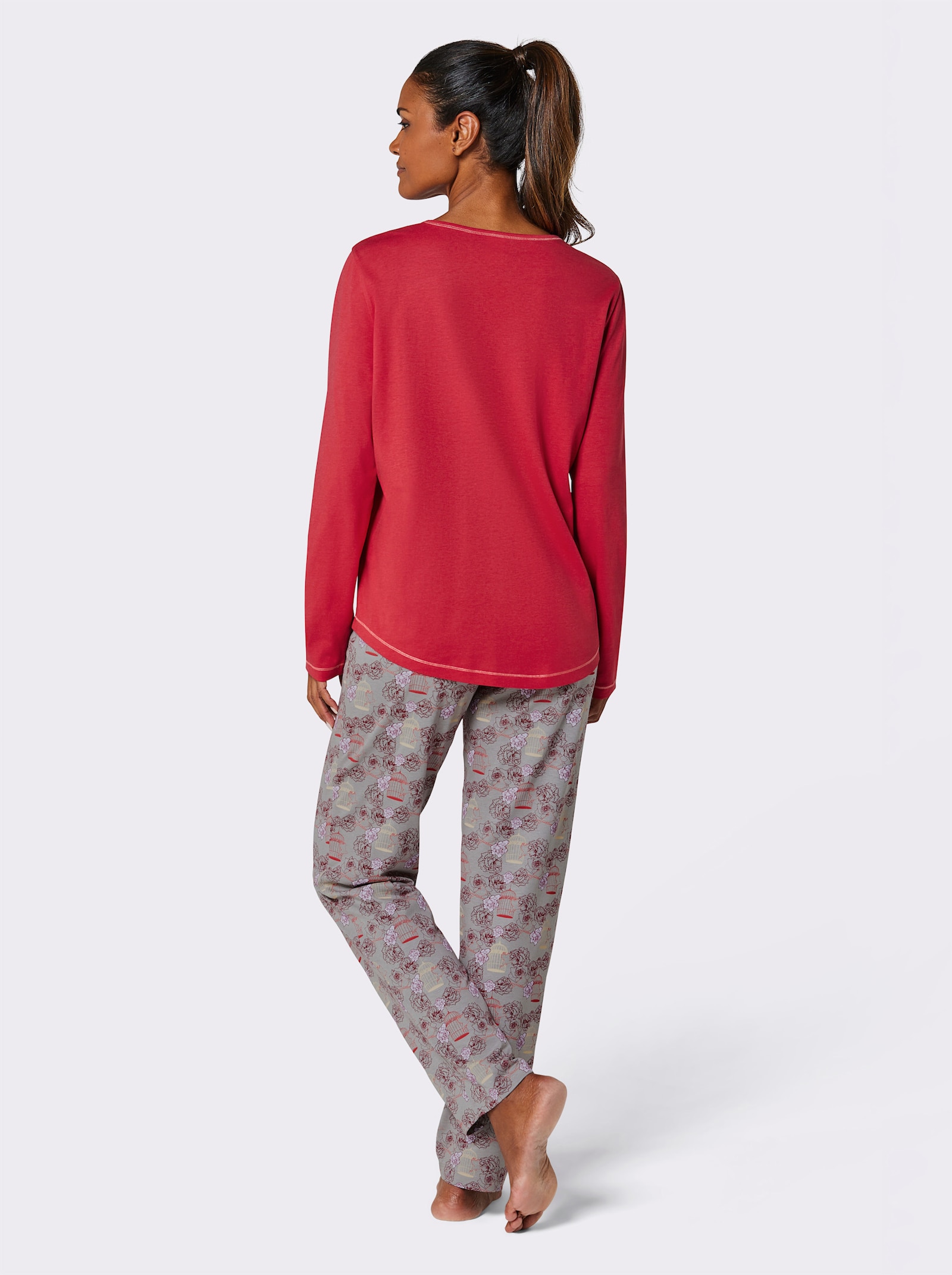 wäschepur Pyjama - aardbei/steengrijs bedrukt