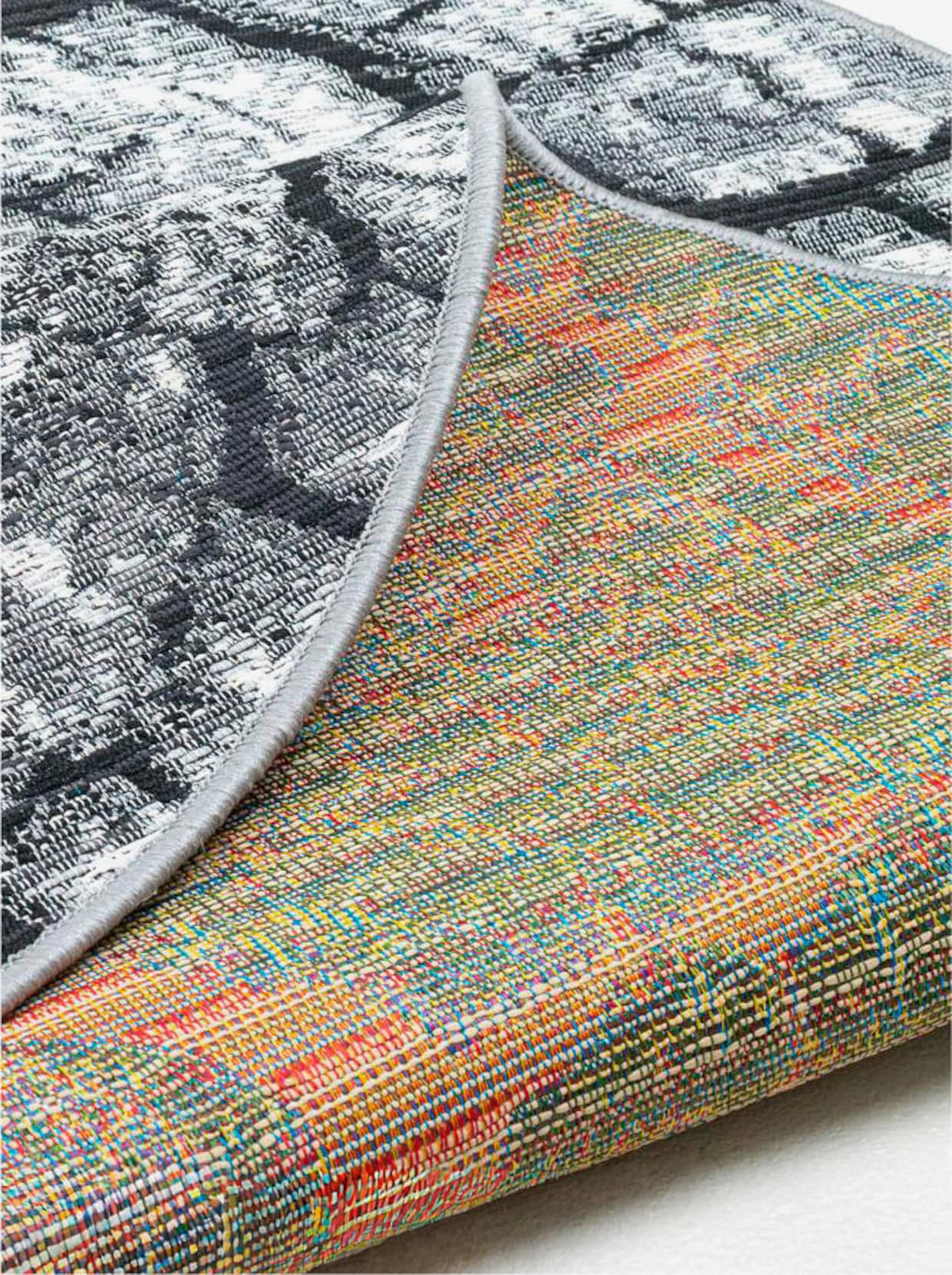 Theko Teppich - grau-gemustert