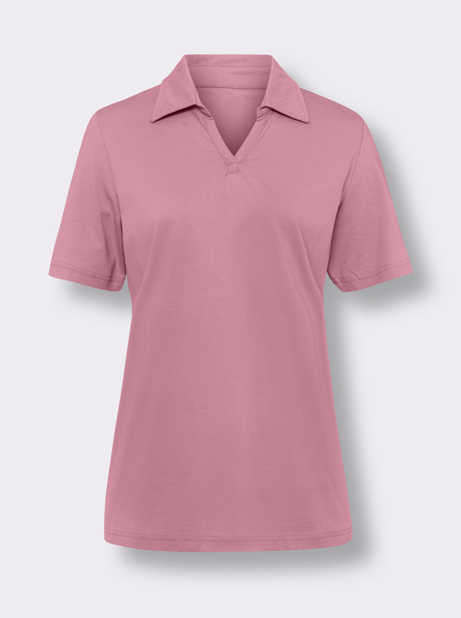 Poloshirt mit V-Ausschnitt - altrosa