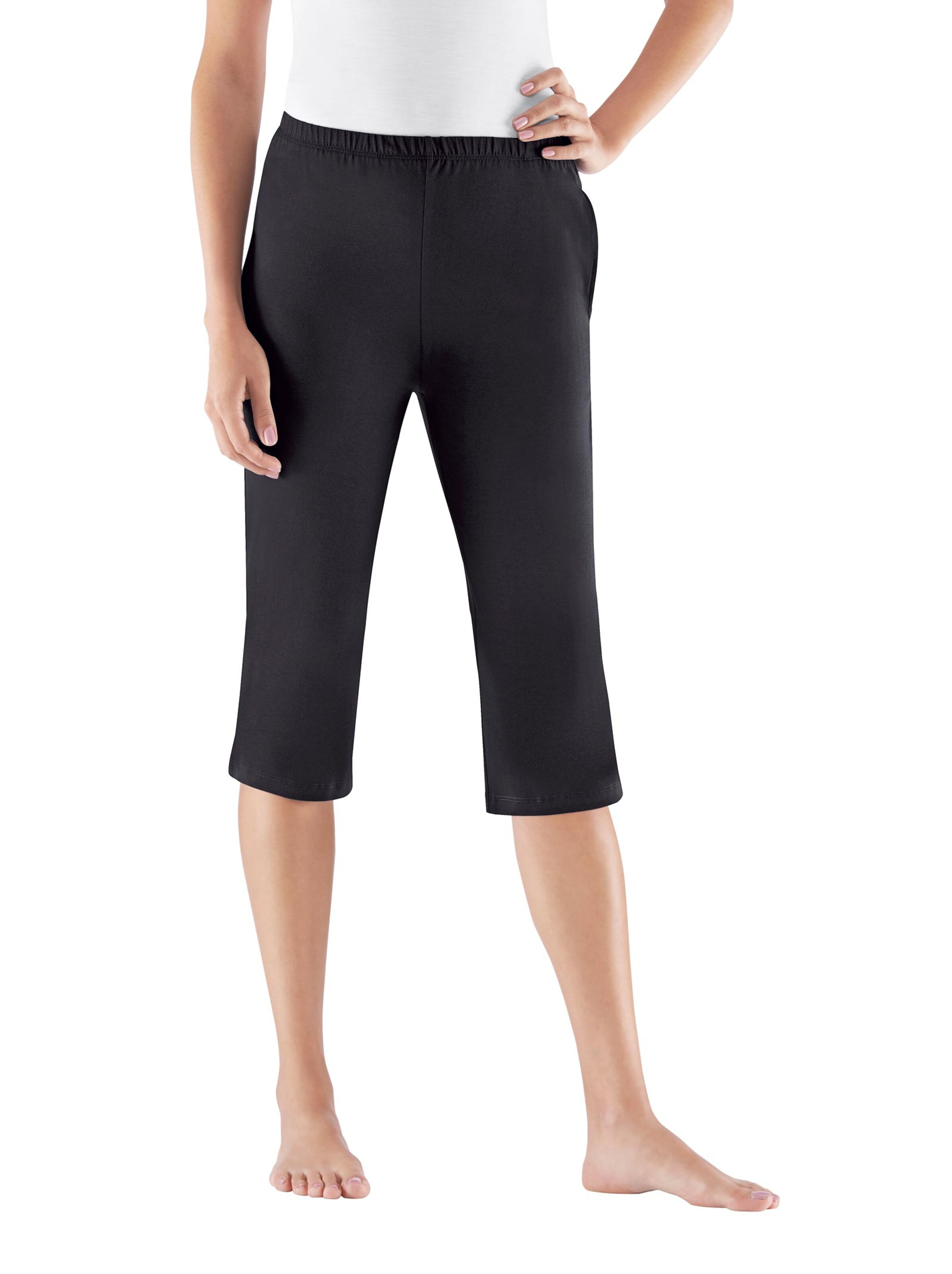 Capri-Hosen - schwarz + grau-meliert