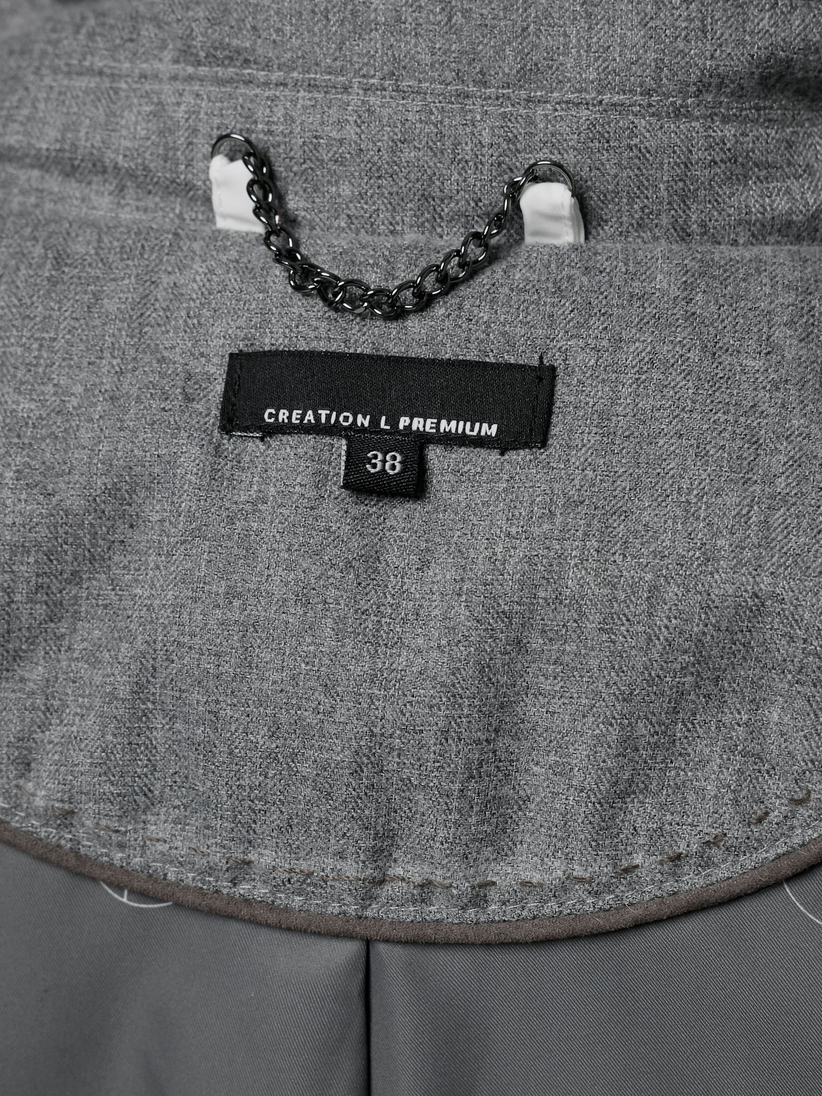 CREATION L PREMIUM Daunenmantel mit Flanell-Besatz - ecru