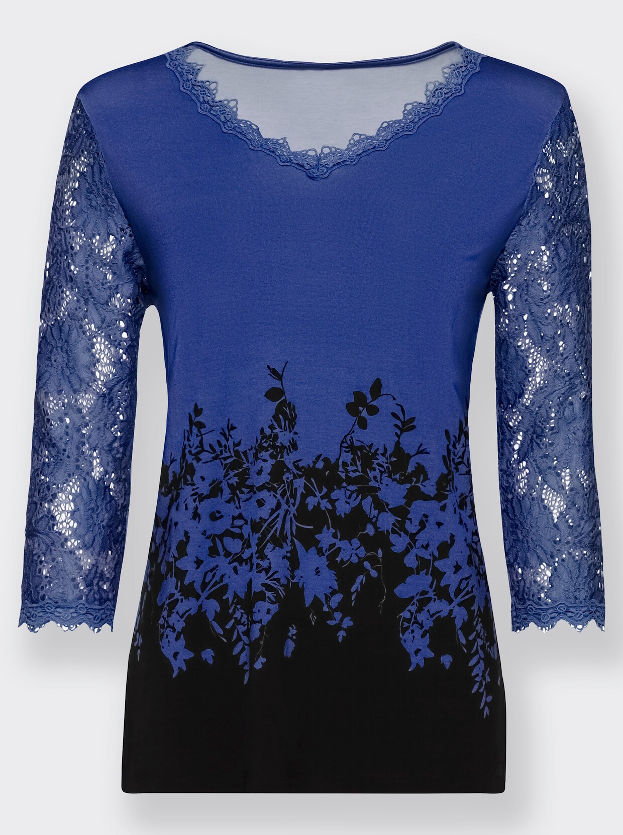 Print-Shirt - royalblau-bedruckt