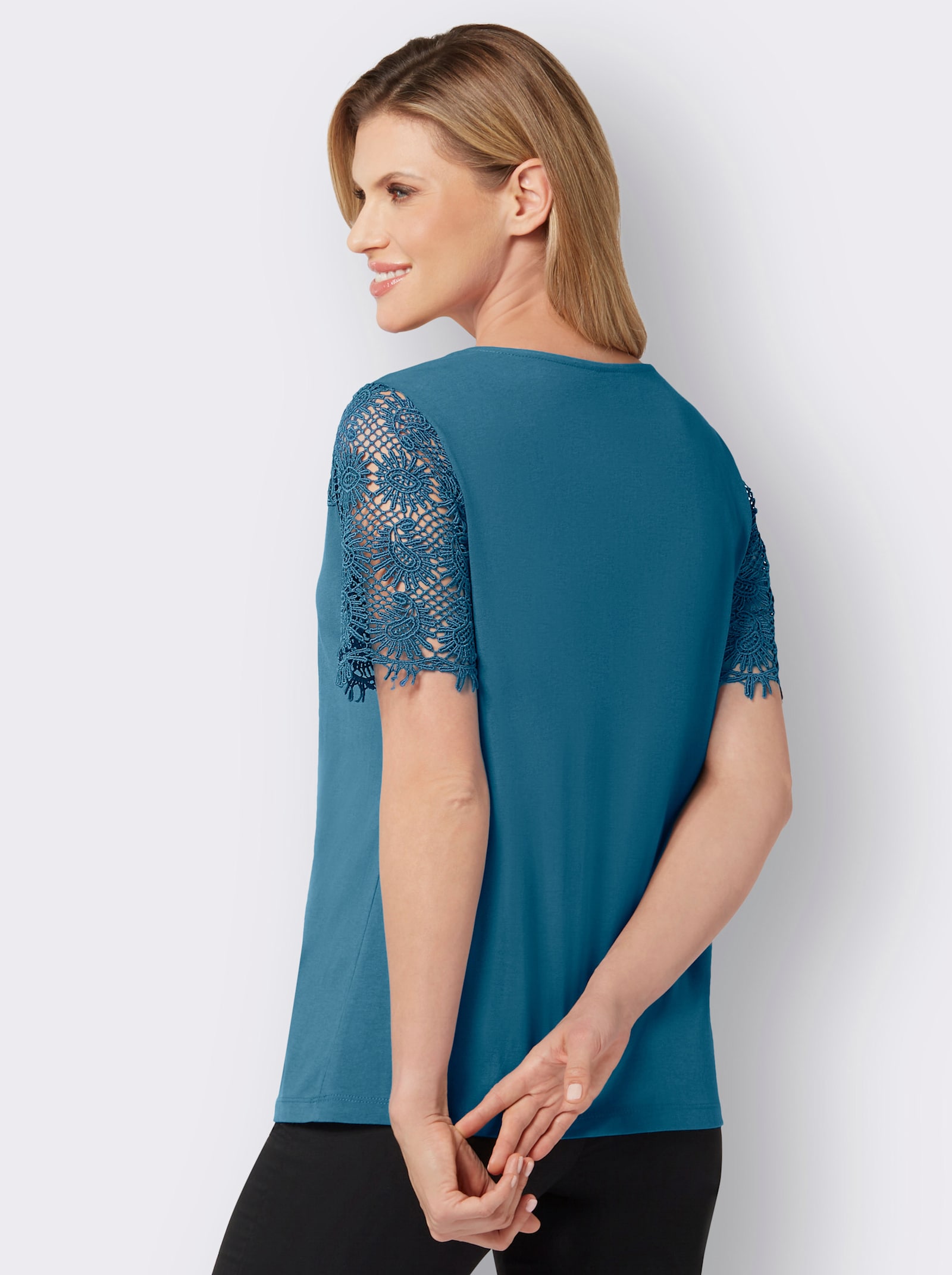 Spitzenshirt mit transparenter Spitze - topas