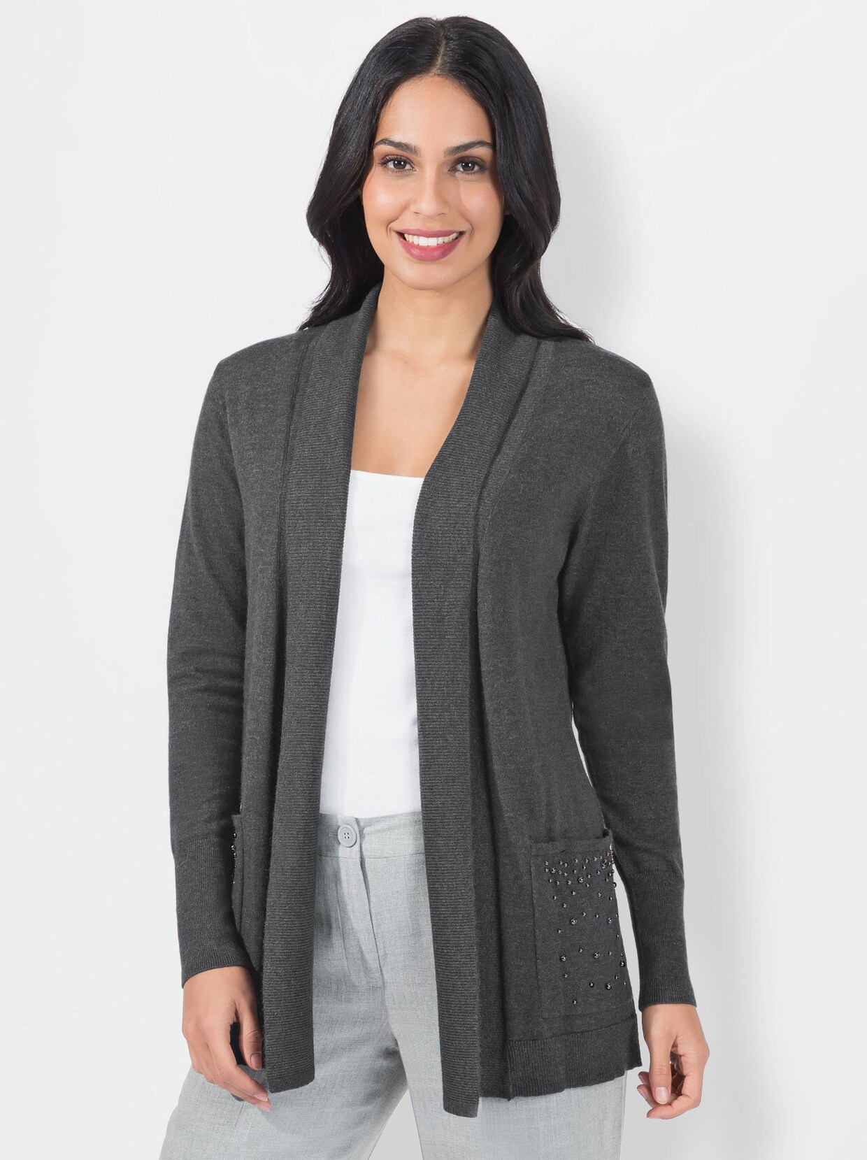 Strickjacke - graphit-meliert
