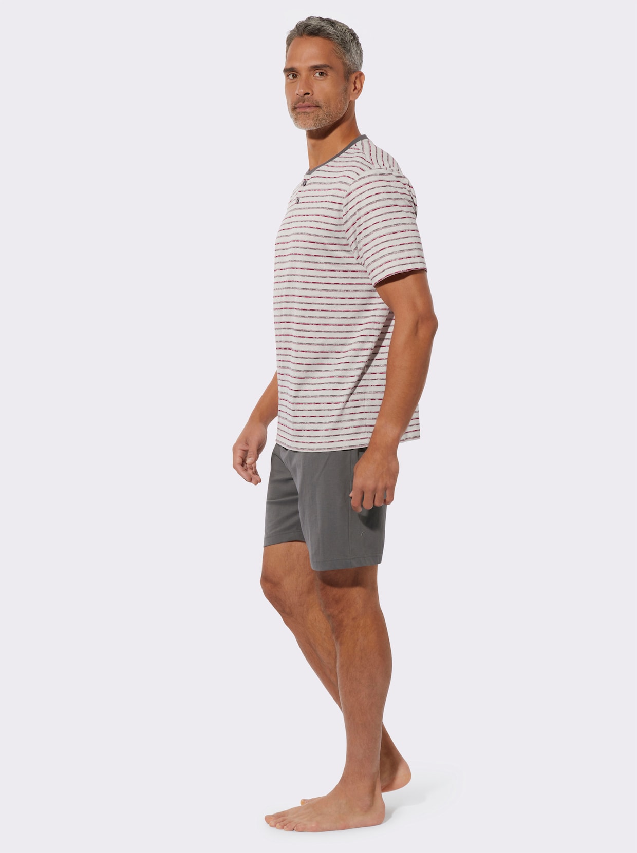 Shorty - anthrazit-kirsche-geringelt