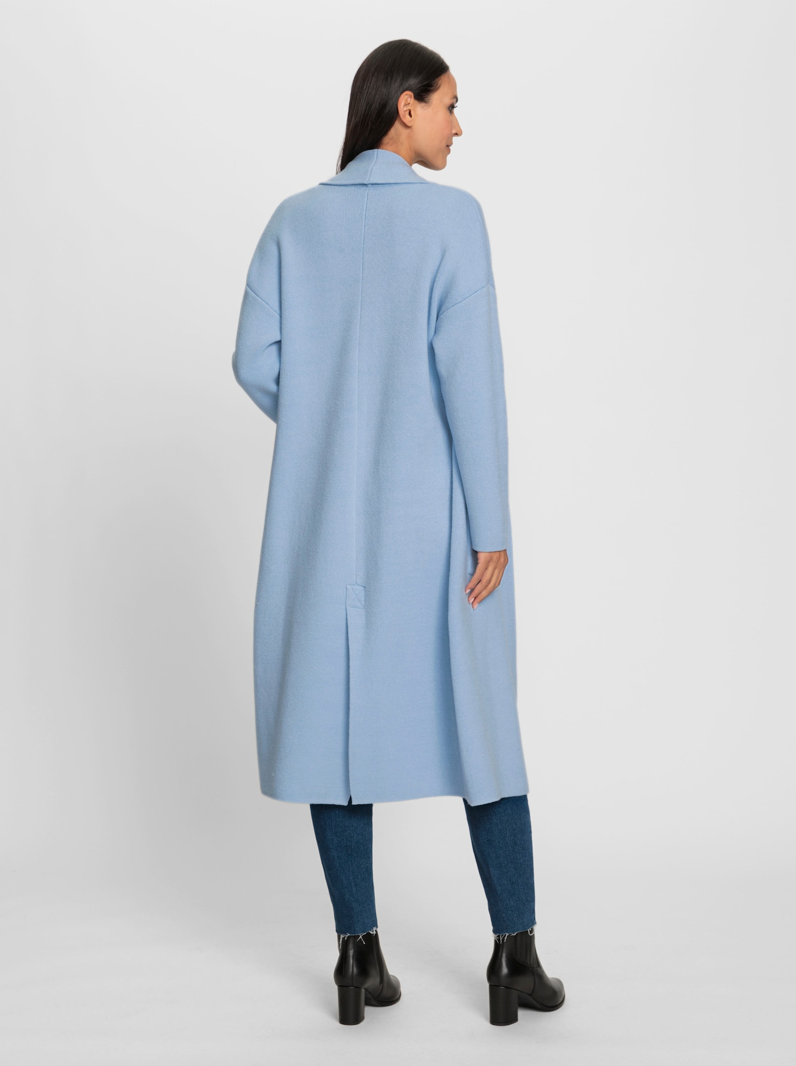 heine Strickmantel mit Schalkragen - hellblau