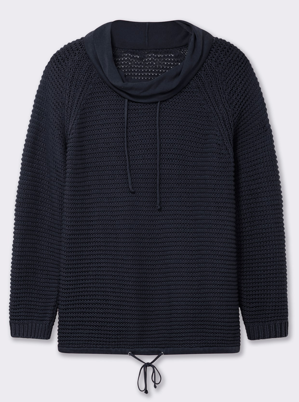 Rollkragenpullover mit Tunnelzug und Bindeband - marine