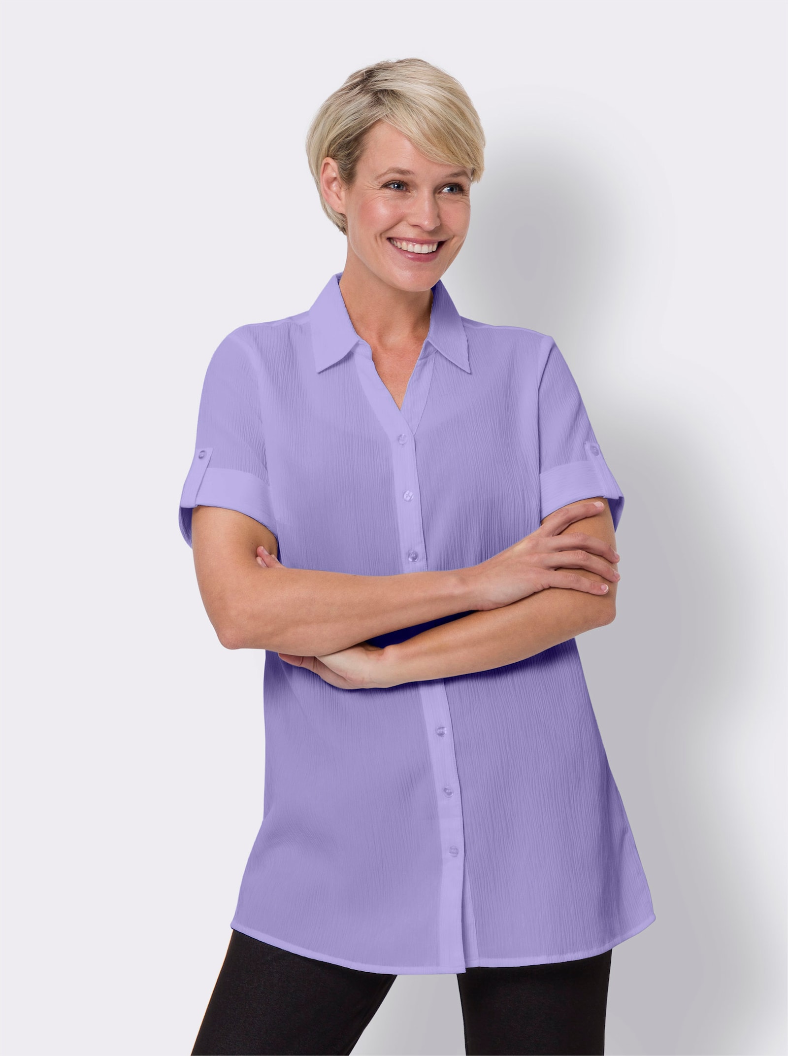 Longbluse in Crêpe-Qualität - lavendel