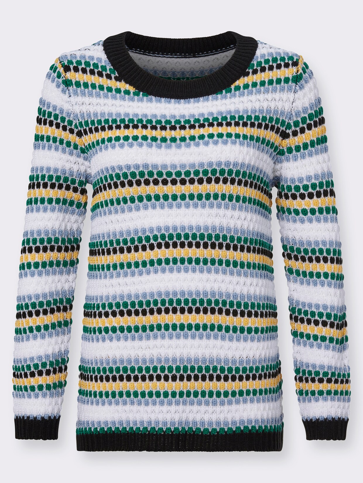 Gestreepte pullover - wit/groen gestreept