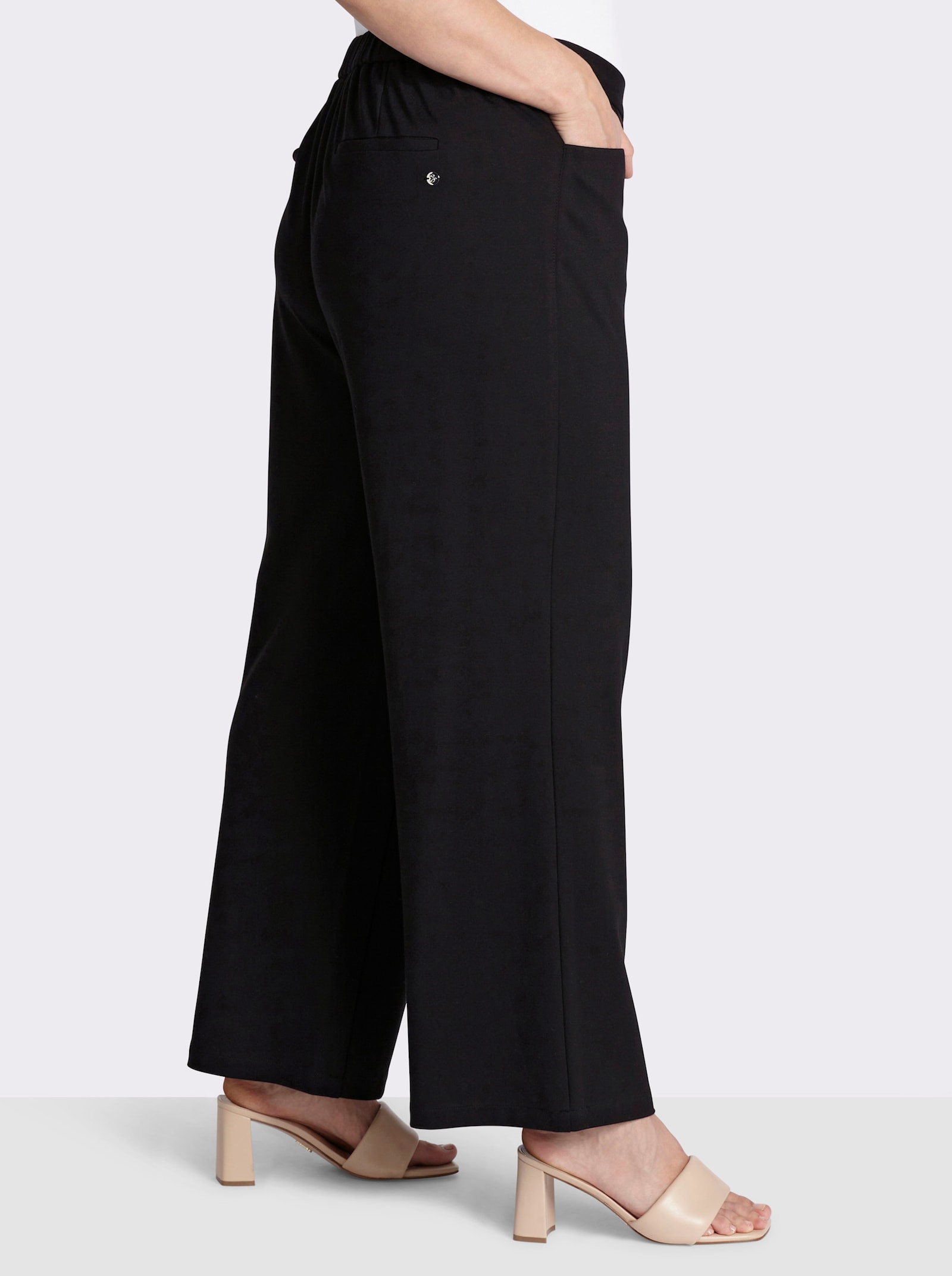 sheego Schlupfhose mit weitem Bein, aus Interlock - schwarz