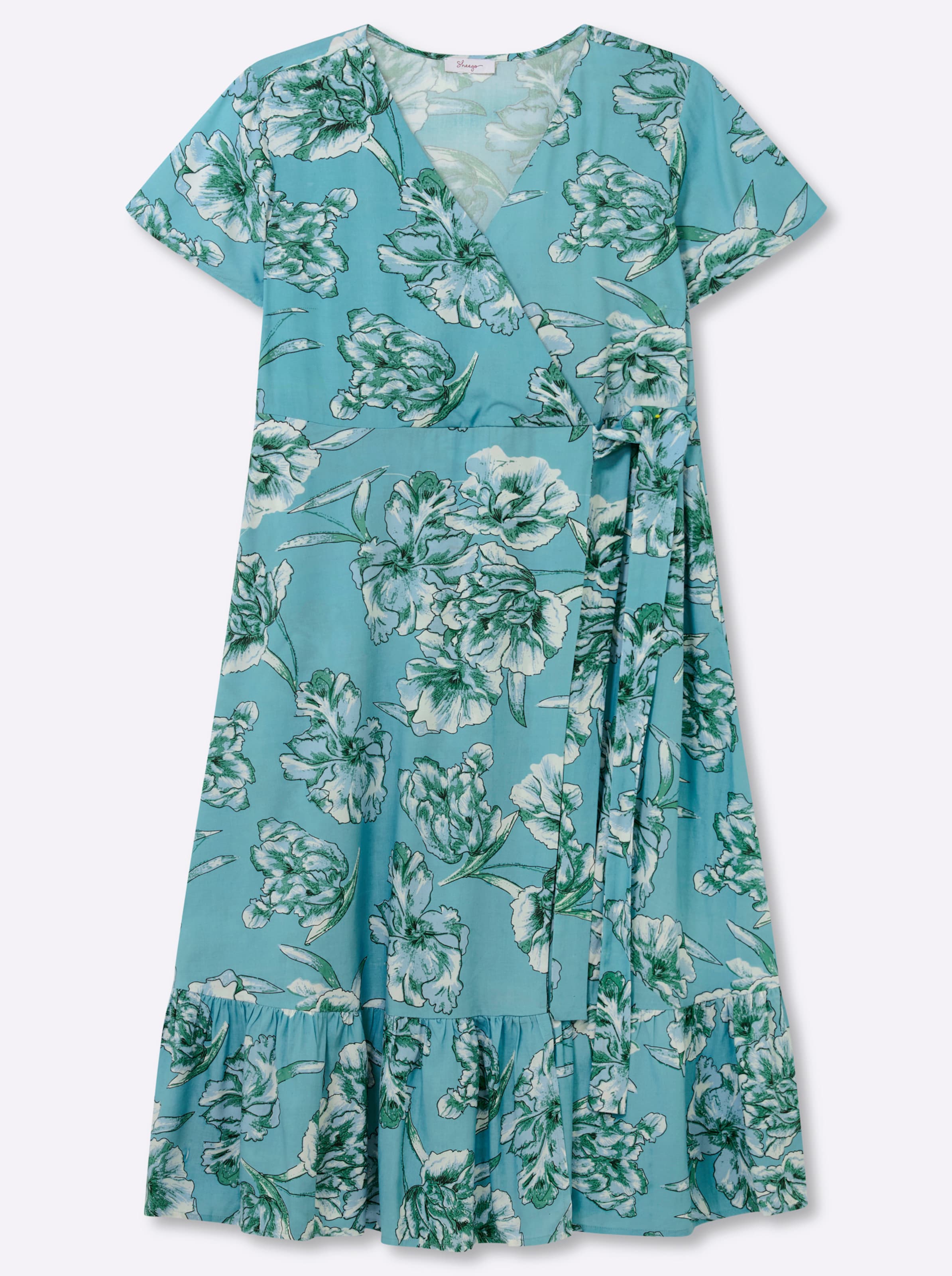 Aquamarin-Smaragd-Gemustert Wickelkleid - Bild 2